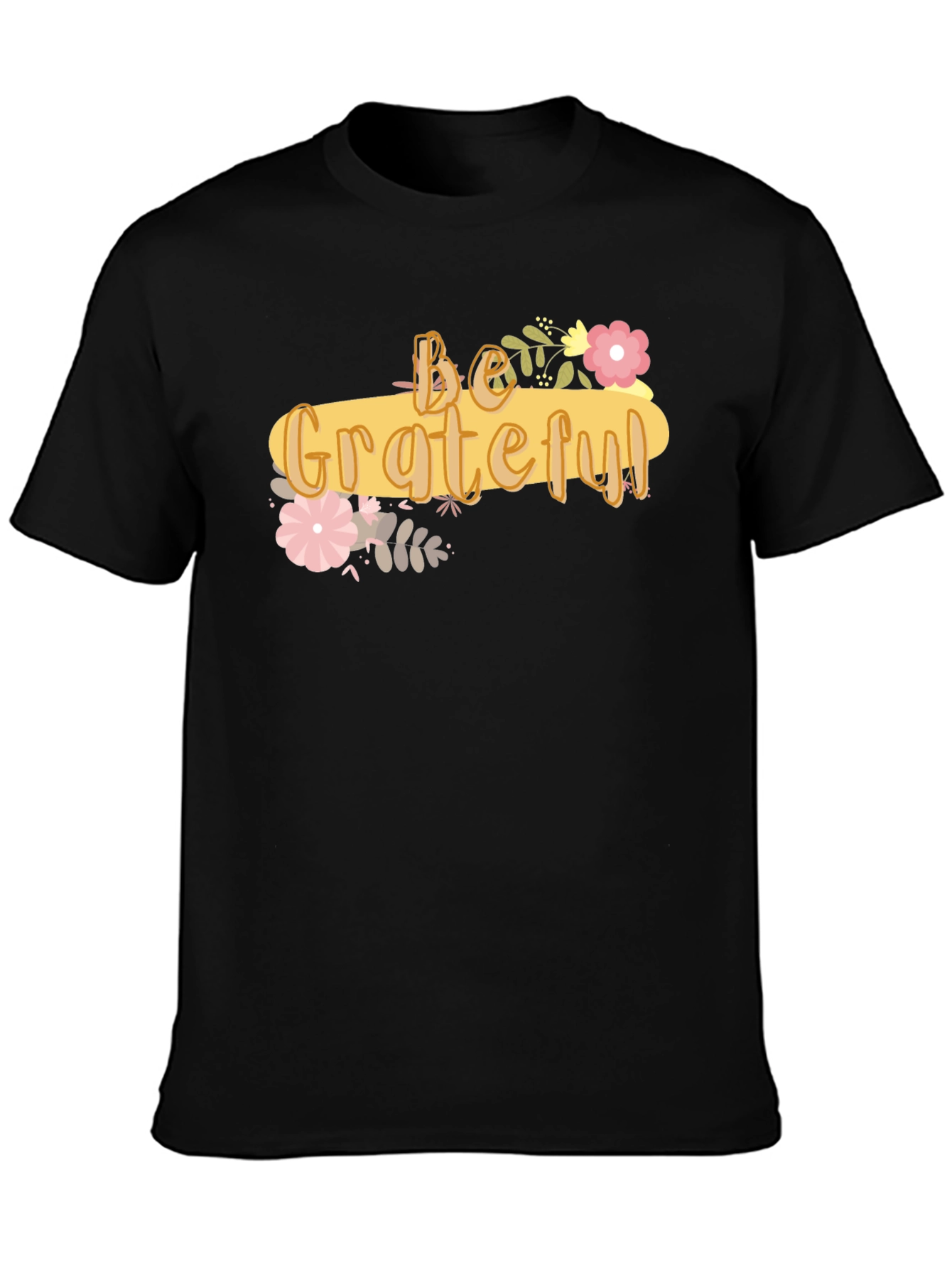 Black Be Grateful Graphic Tee - Soft Cotton Blend Shirt view 3