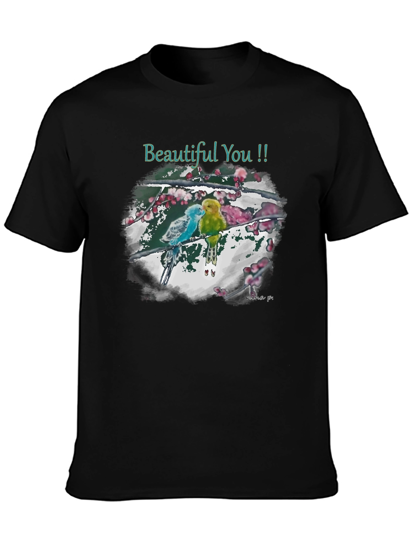 Black Beautiful You Bird Art T-Shirt view 3