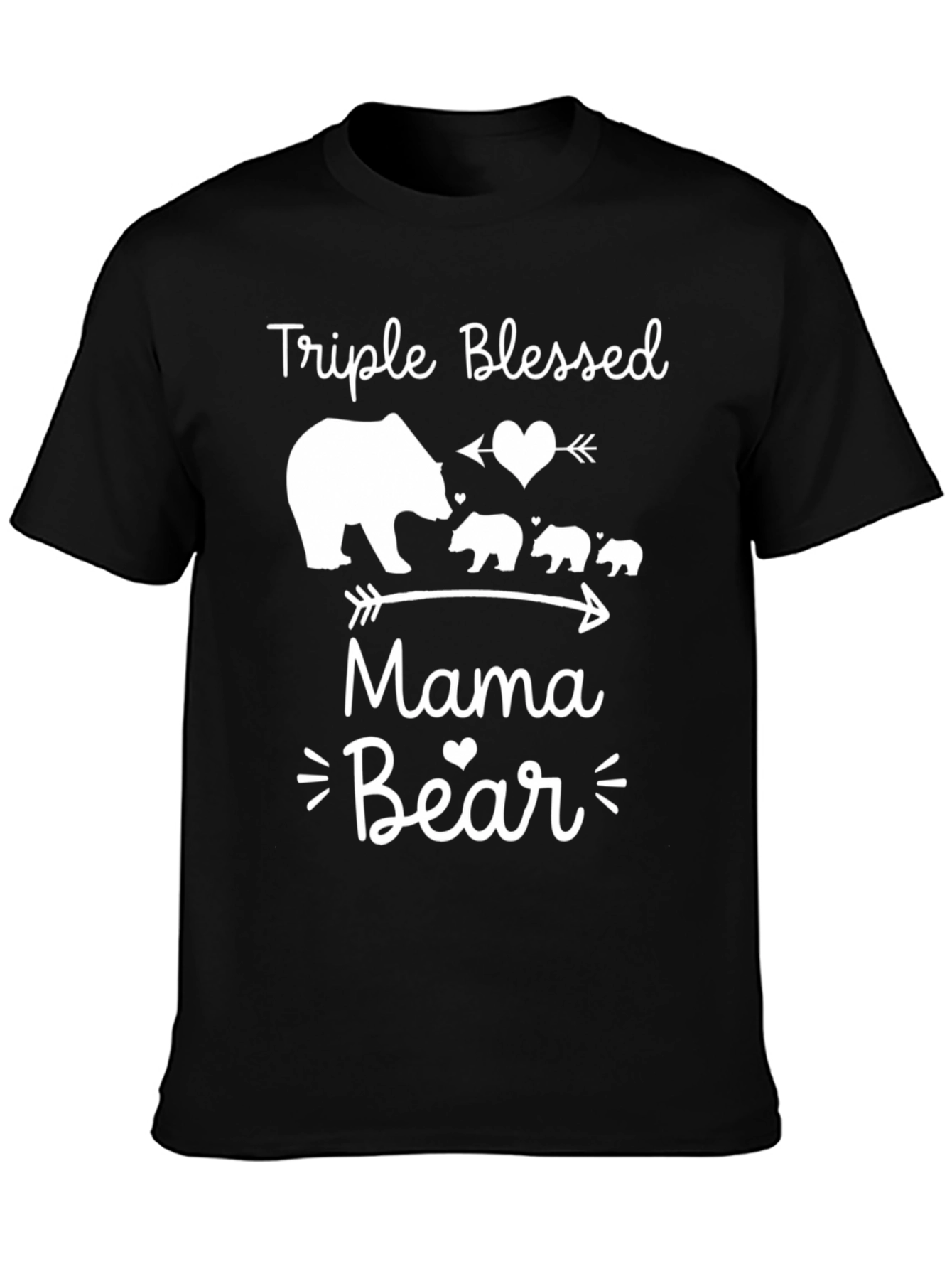 Black Triple Blessed Mama Bear T-Shirt view 3
