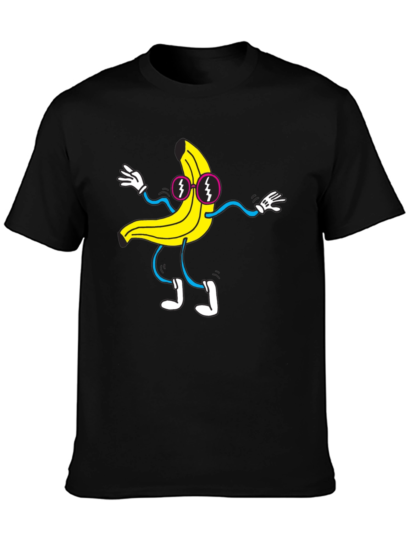 Black Funky Banana Graphic T-Shirt - Black Cotton Tee view 3