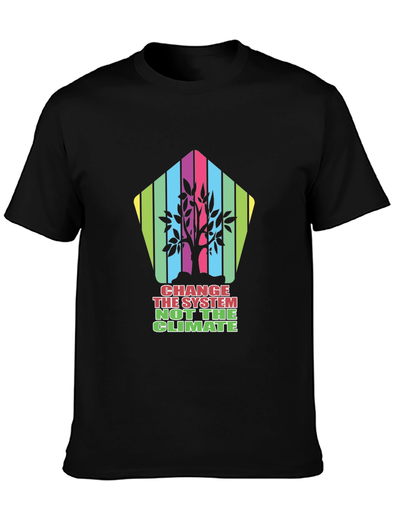 Black Climate Awareness Graphic Tee - Change the System view 3