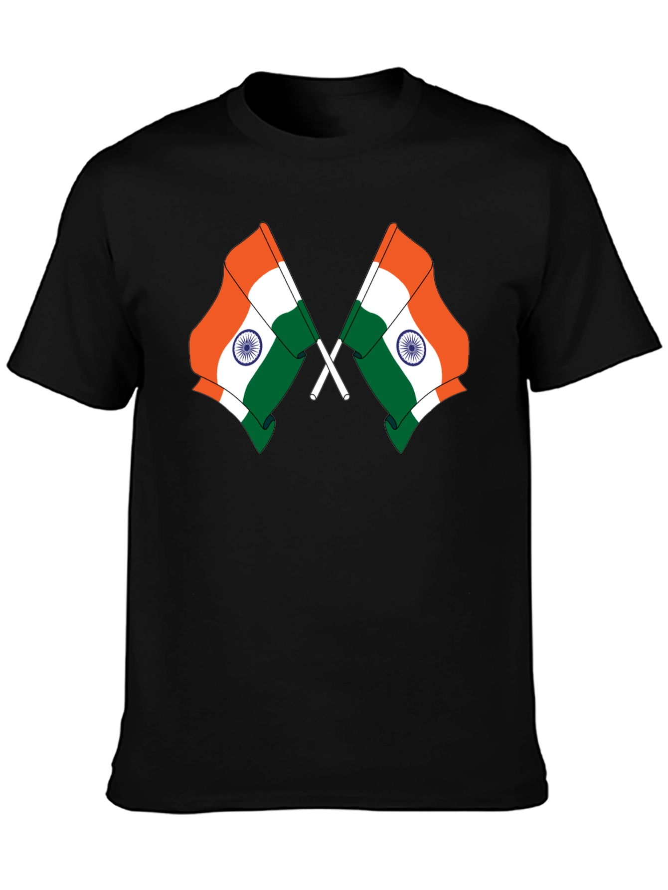 Black Indian Flag Graphic Tee - Black Cotton T-Shirt view 3