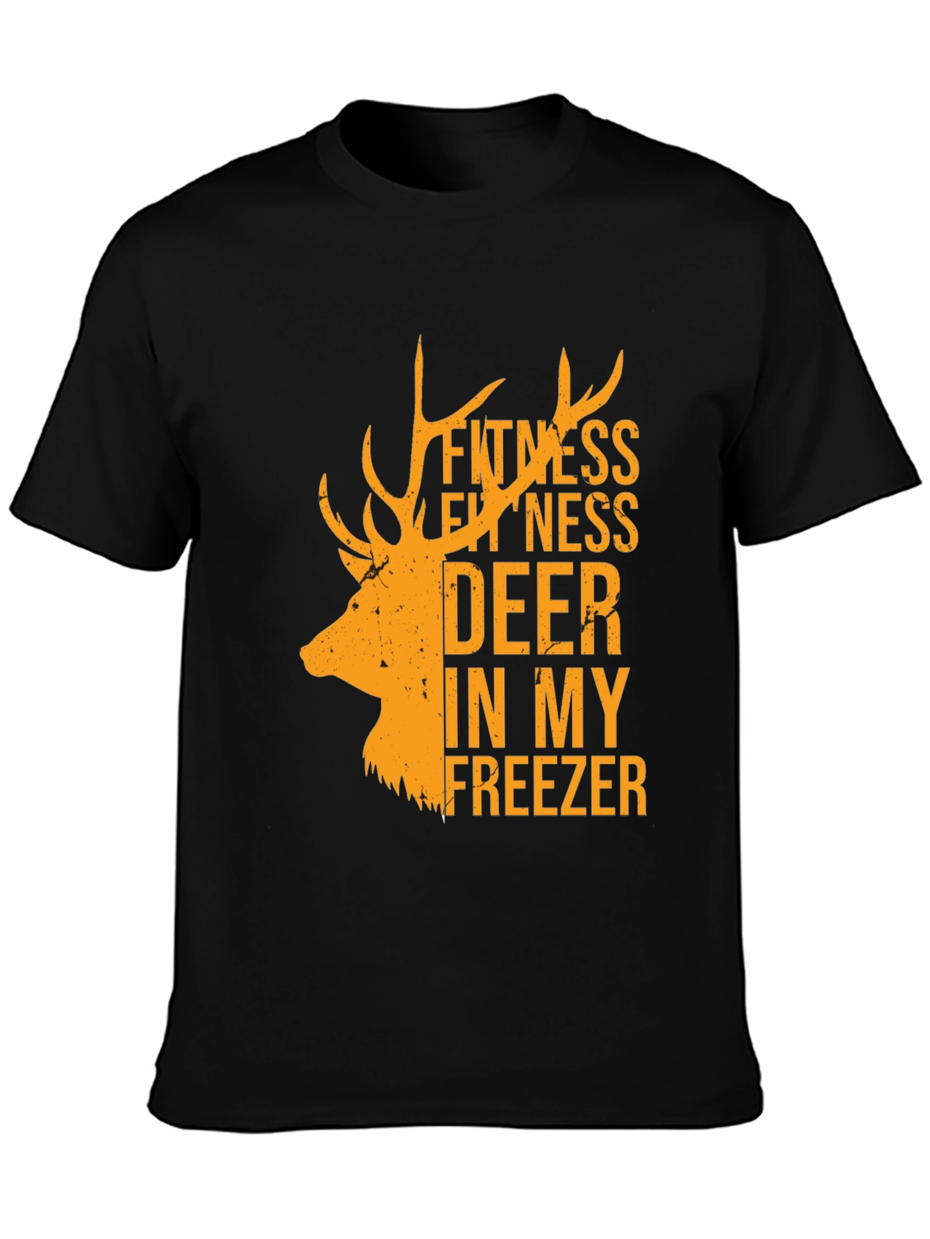 Black Fitness Deer In My Freezer Black T-Shirt view 3