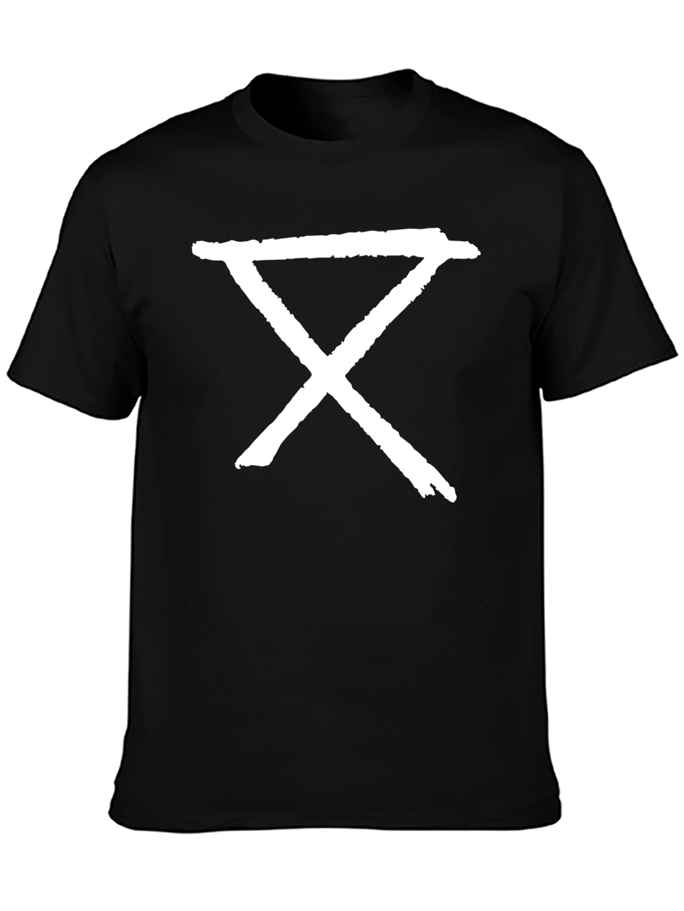 Black Graphic Tee - Abstract White Symbol on Black T-Shirt view 3
