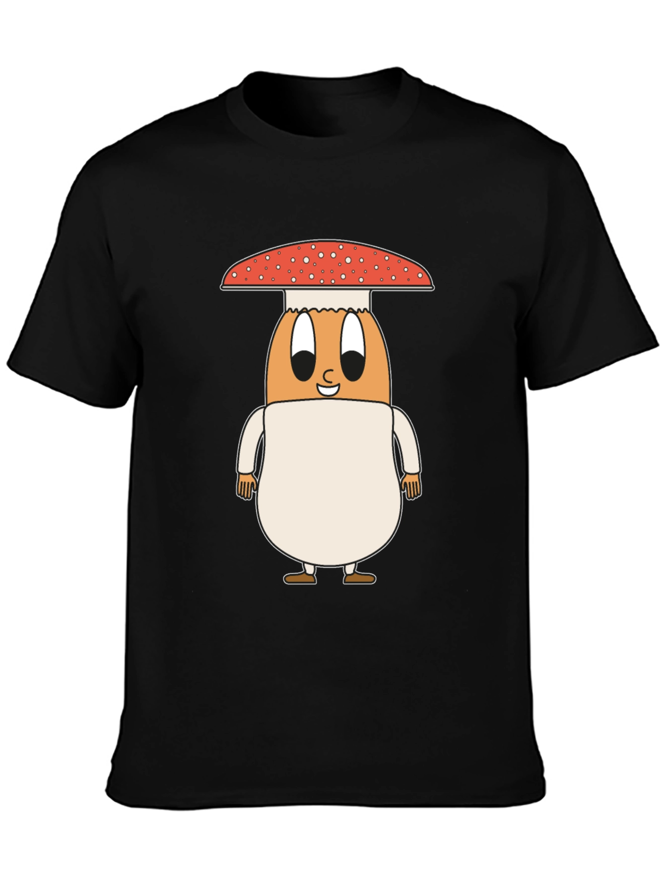 Black Mushroom Egg Graphic Tee - Unique Cartoon Design view 3