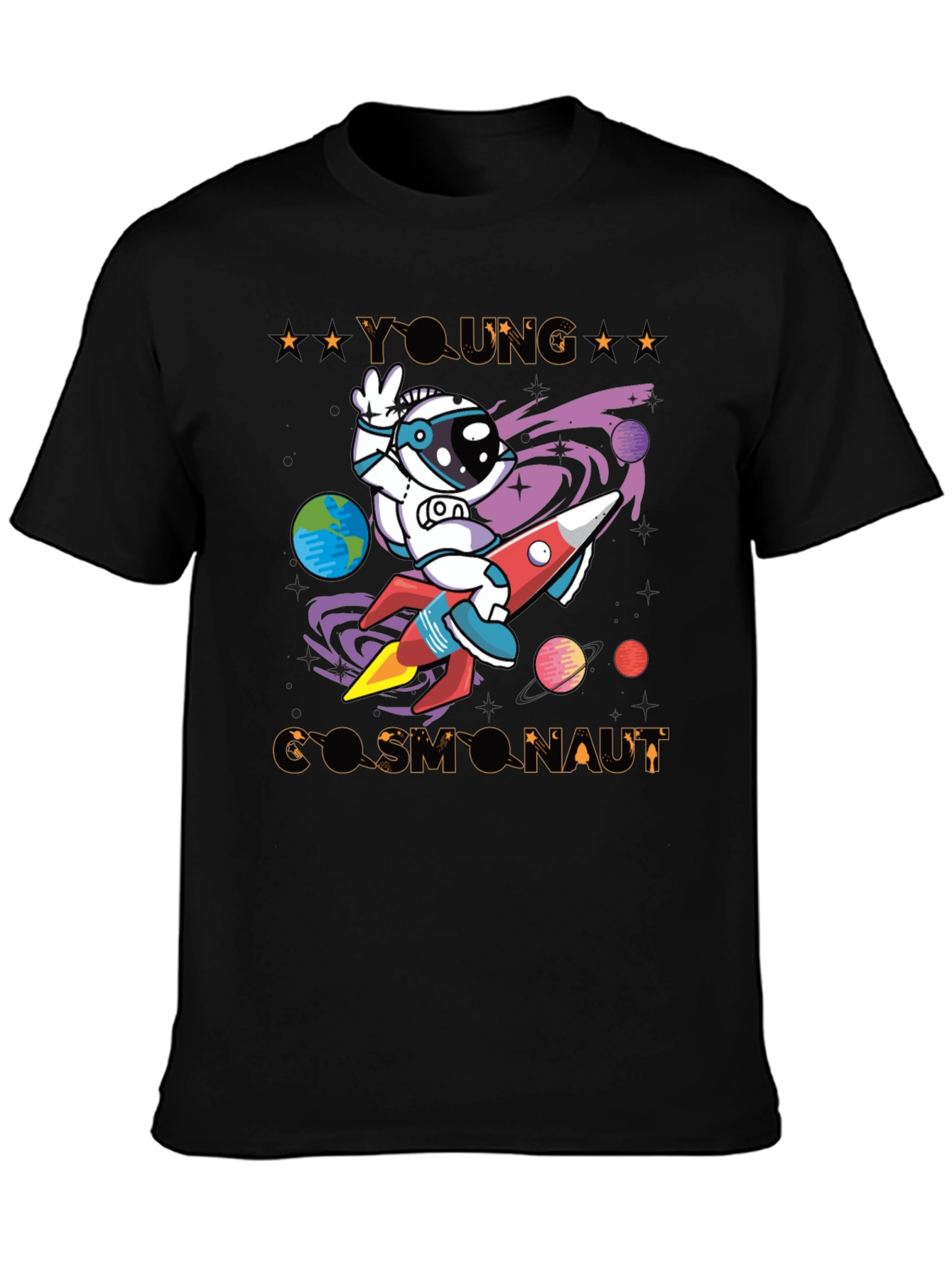 Black Young Astronaut T-Shirt - Space Adventure Tee view 3