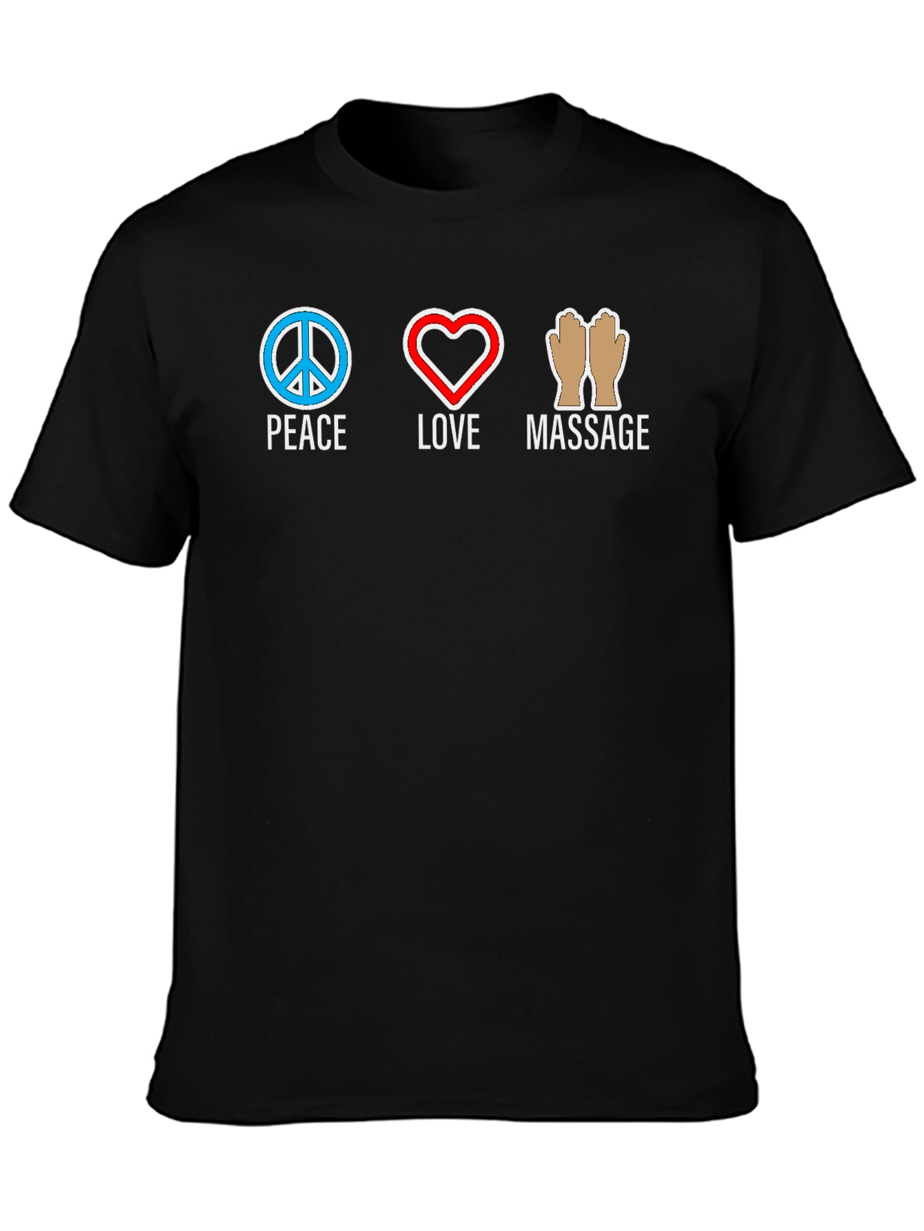 Black Peace Love Massage Graphic T-Shirt view 3