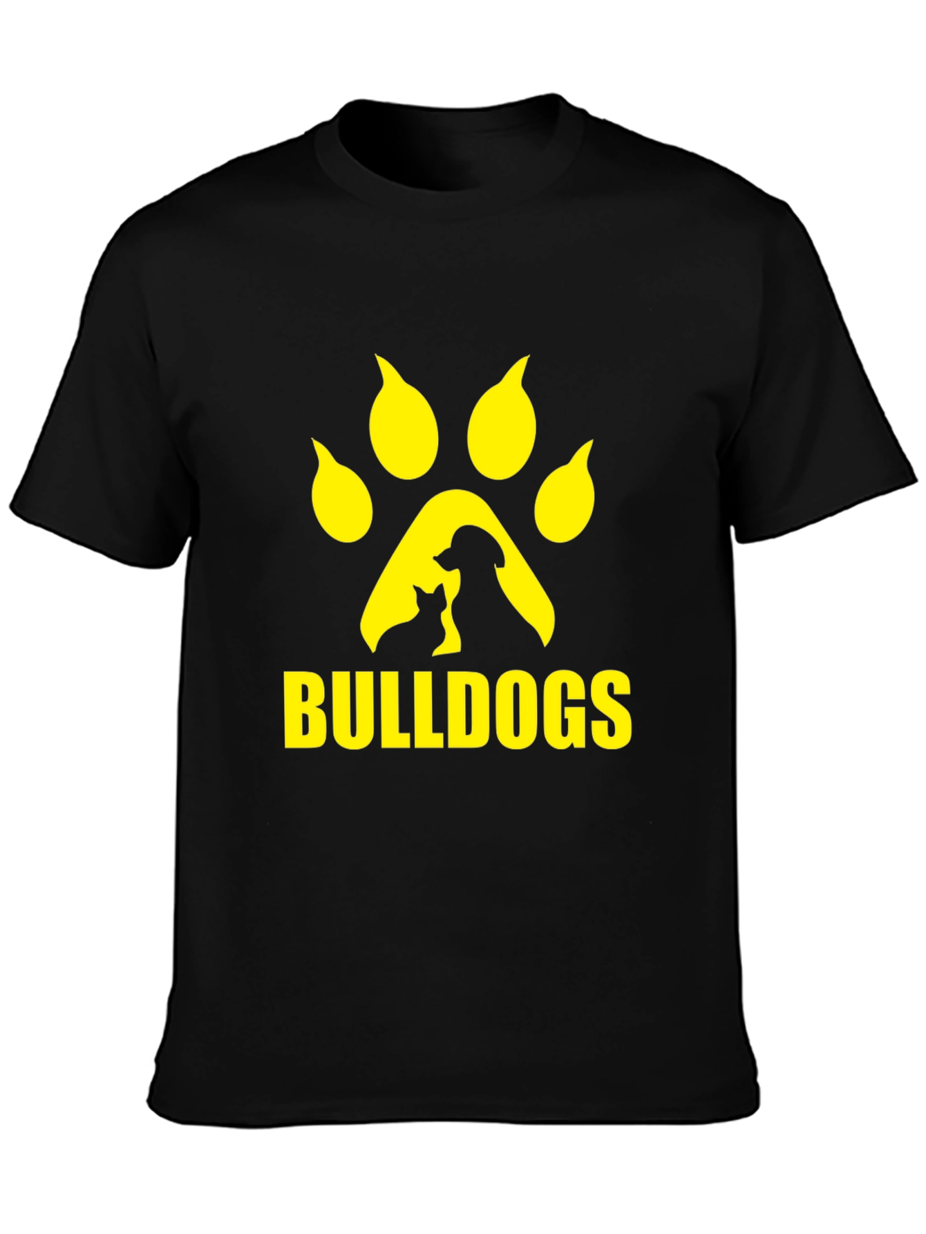 Black Bulldogs Paw Print Graphic T-Shirt - Black view 3