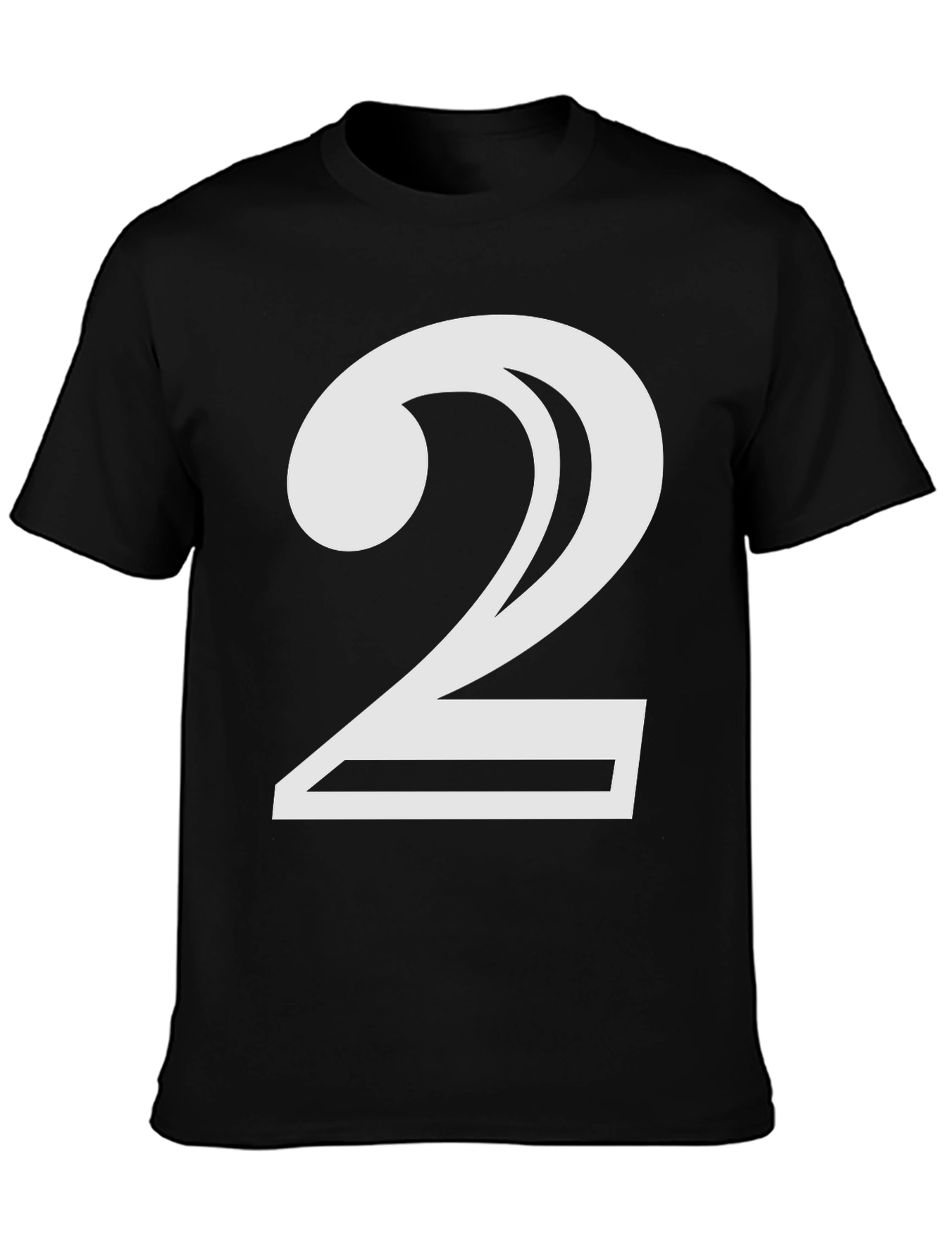 Black Bold Number 2 Graphic Tee - Black Cotton Blend view 3