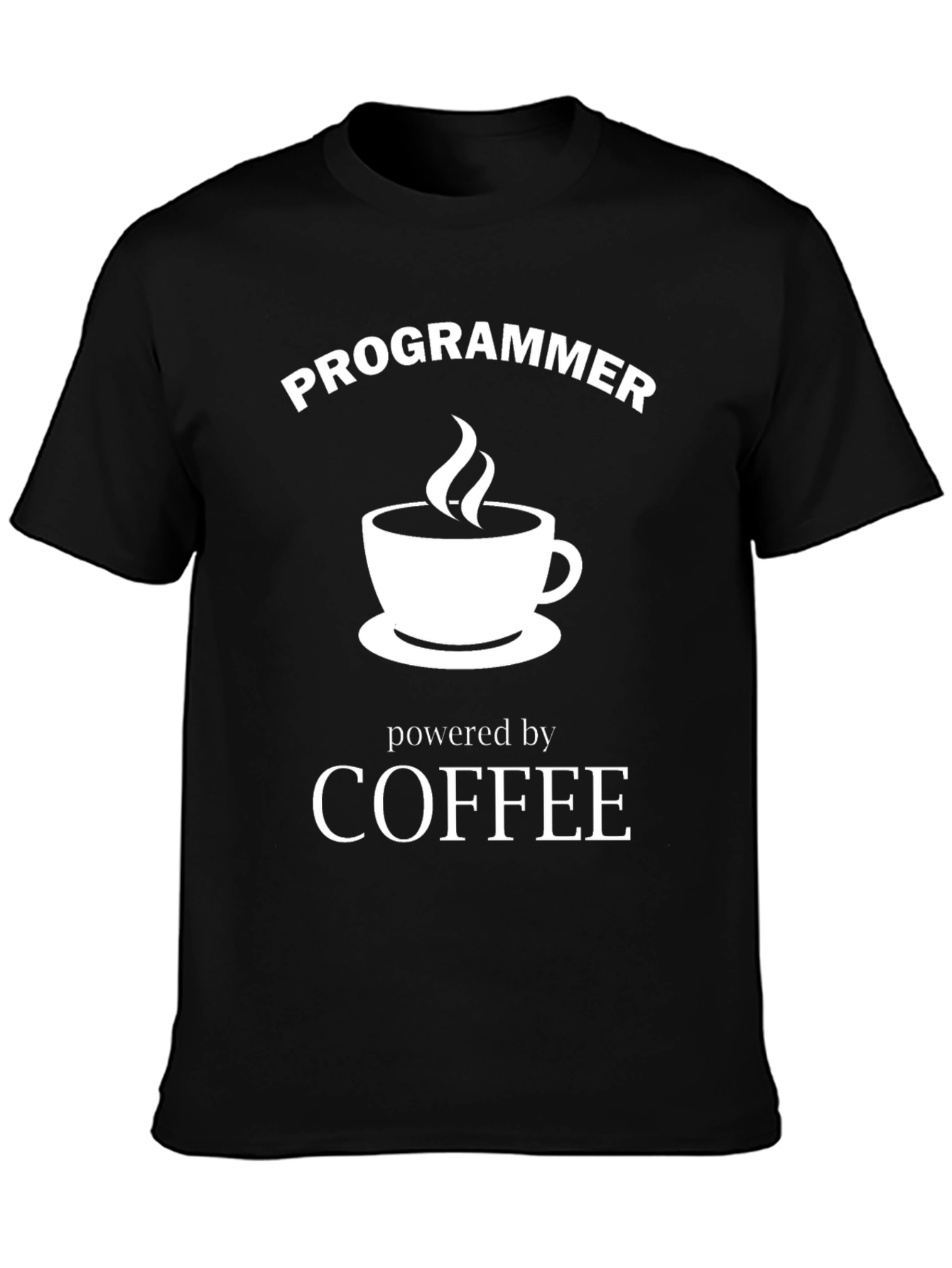 Black Programmer Powered by Coffee Black T-Shirt view 3