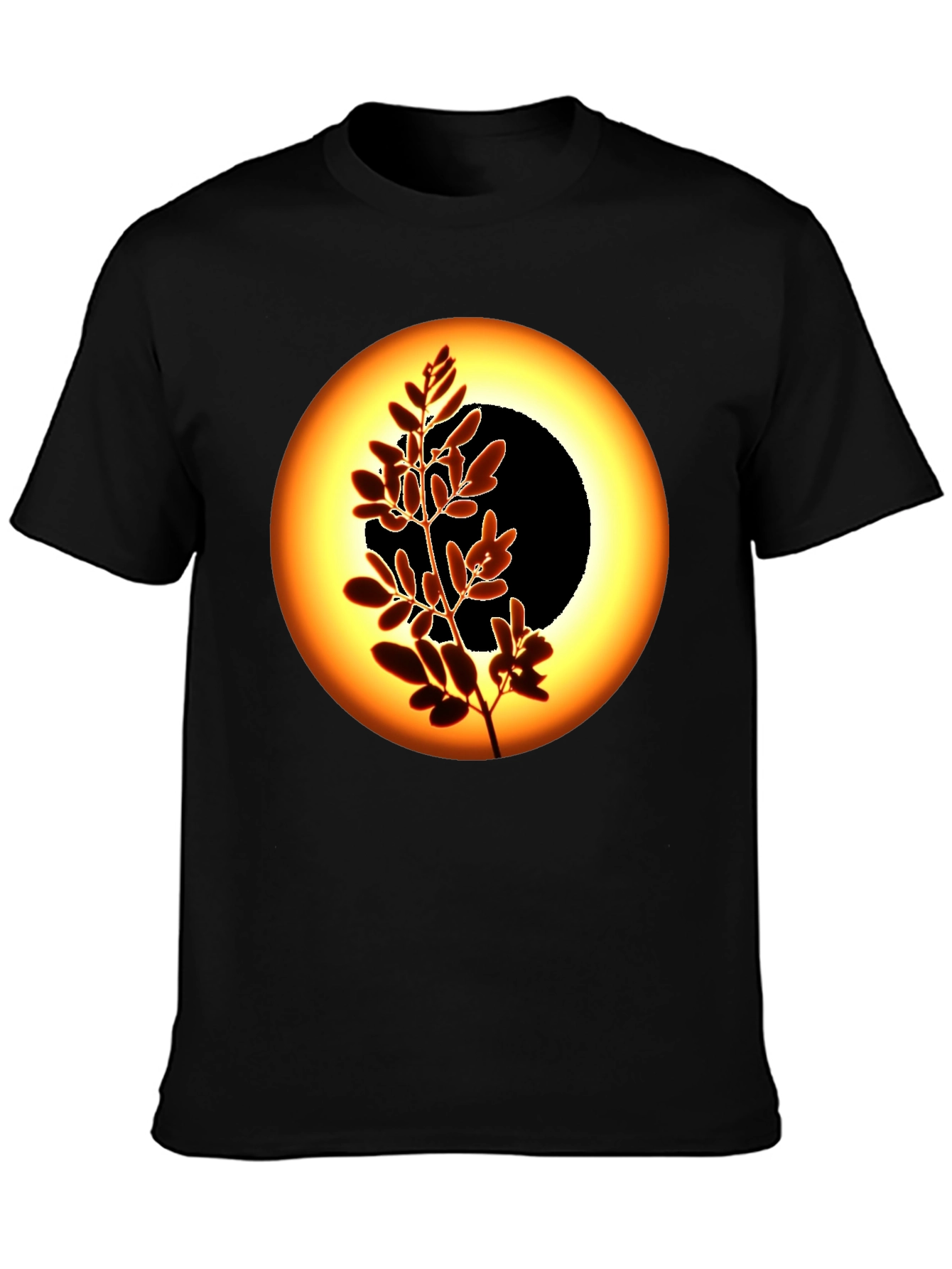 Black Eclipse Tree Graphic Tee - Black Cotton Blend view 3