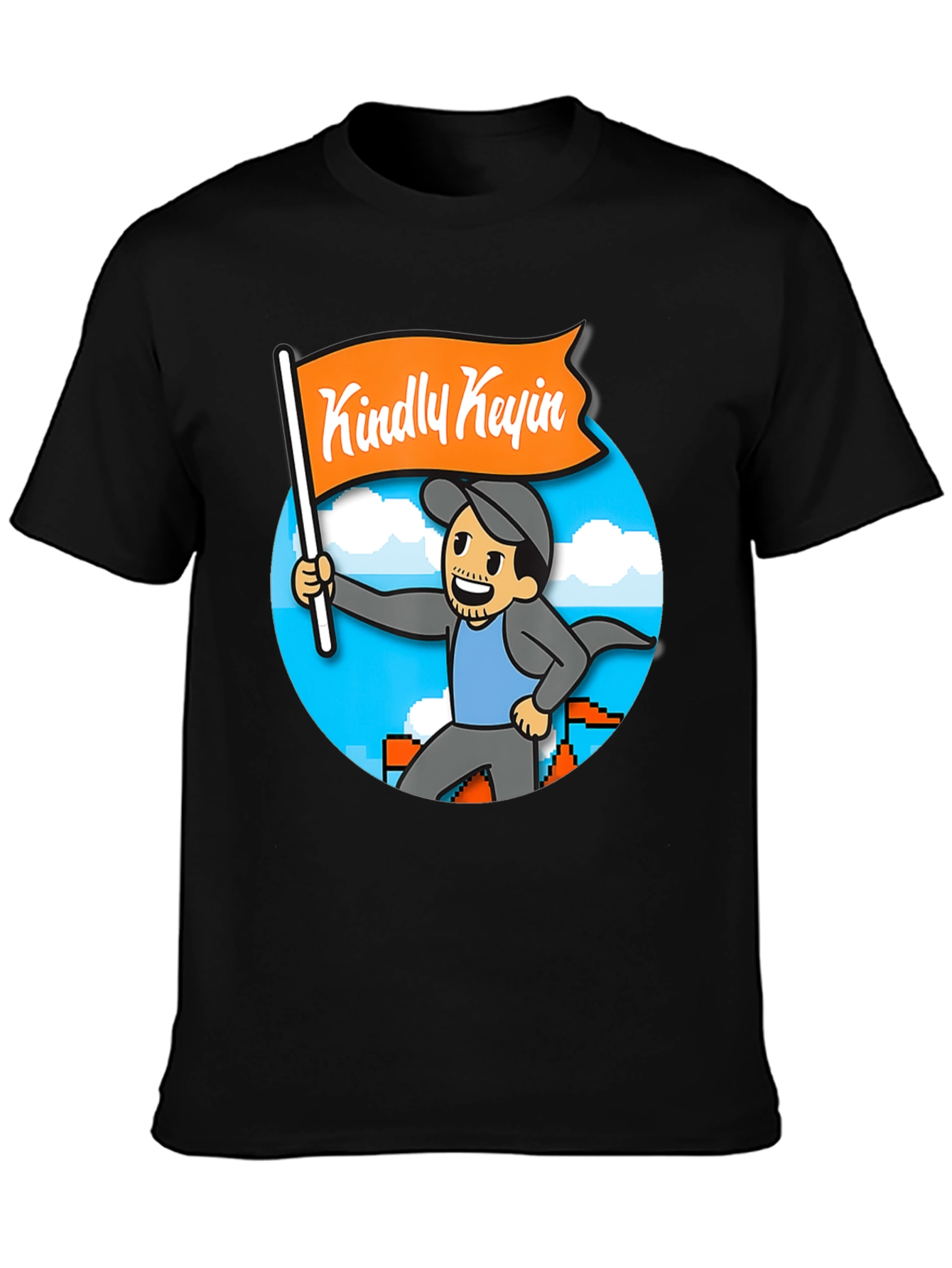 Black Kindly Kevin T-Shirt - Gamer Cartoon Style view 3