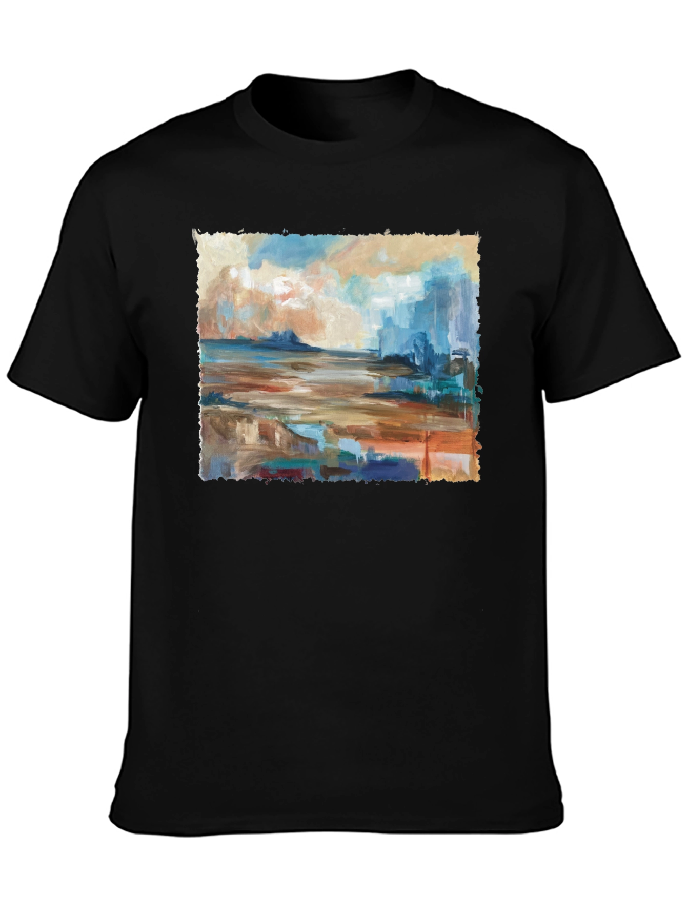 Black Abstract Seascape Graphic Tee view 3