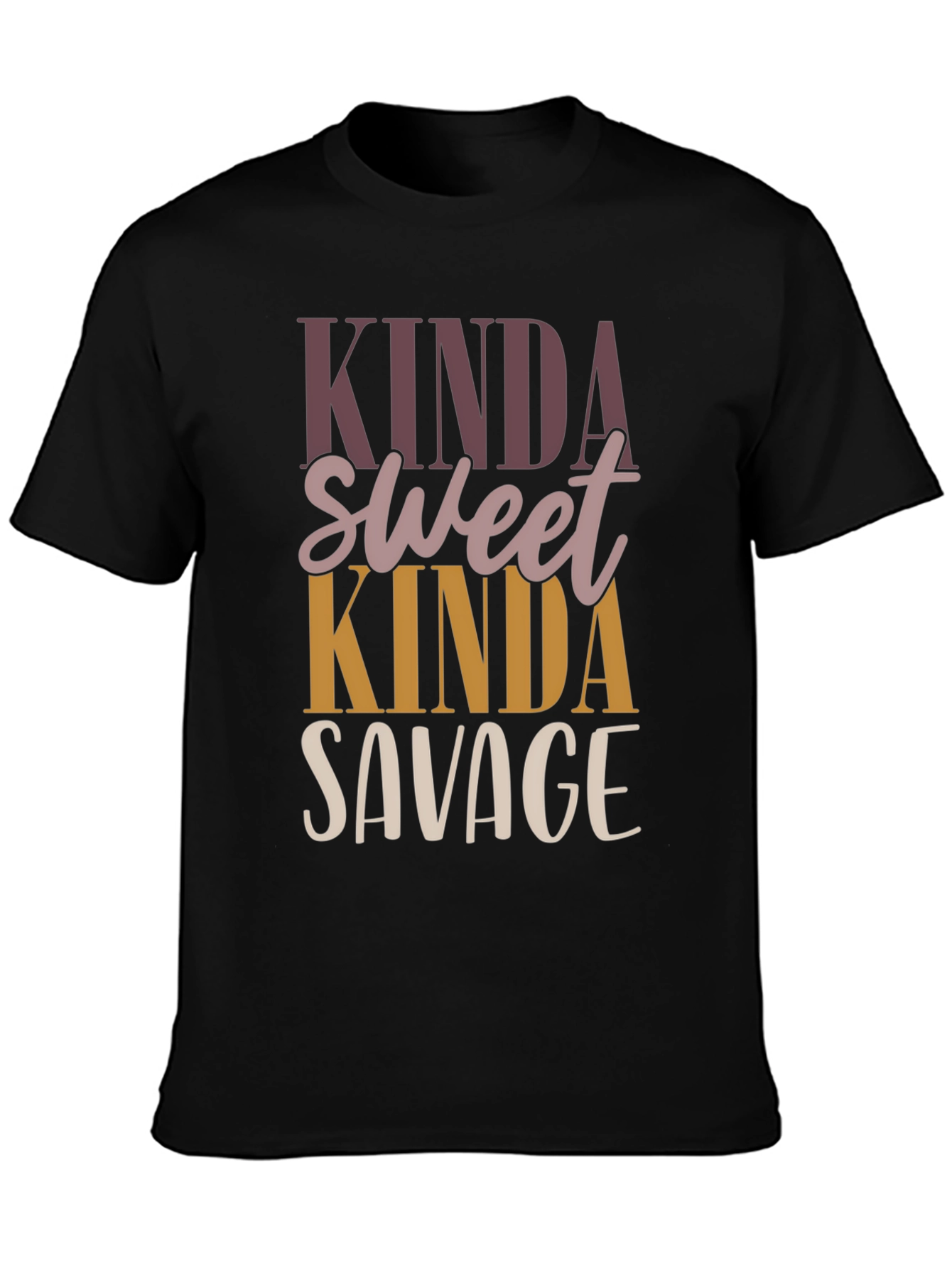 Black Kinda Sweet Kinda Savage Graphic Tee - Trendy Casual Top view 3
