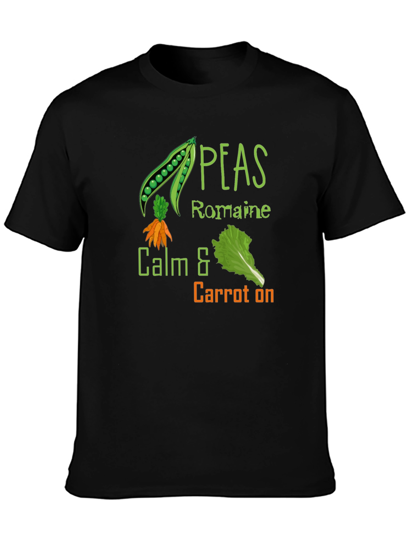 Black Peas Romaine Calm & Carrot On Black T-Shirt view 3