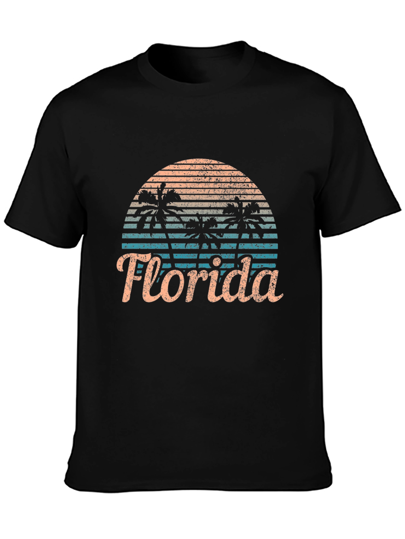 Black Florida Palm Sunset Graphic Tee view 3