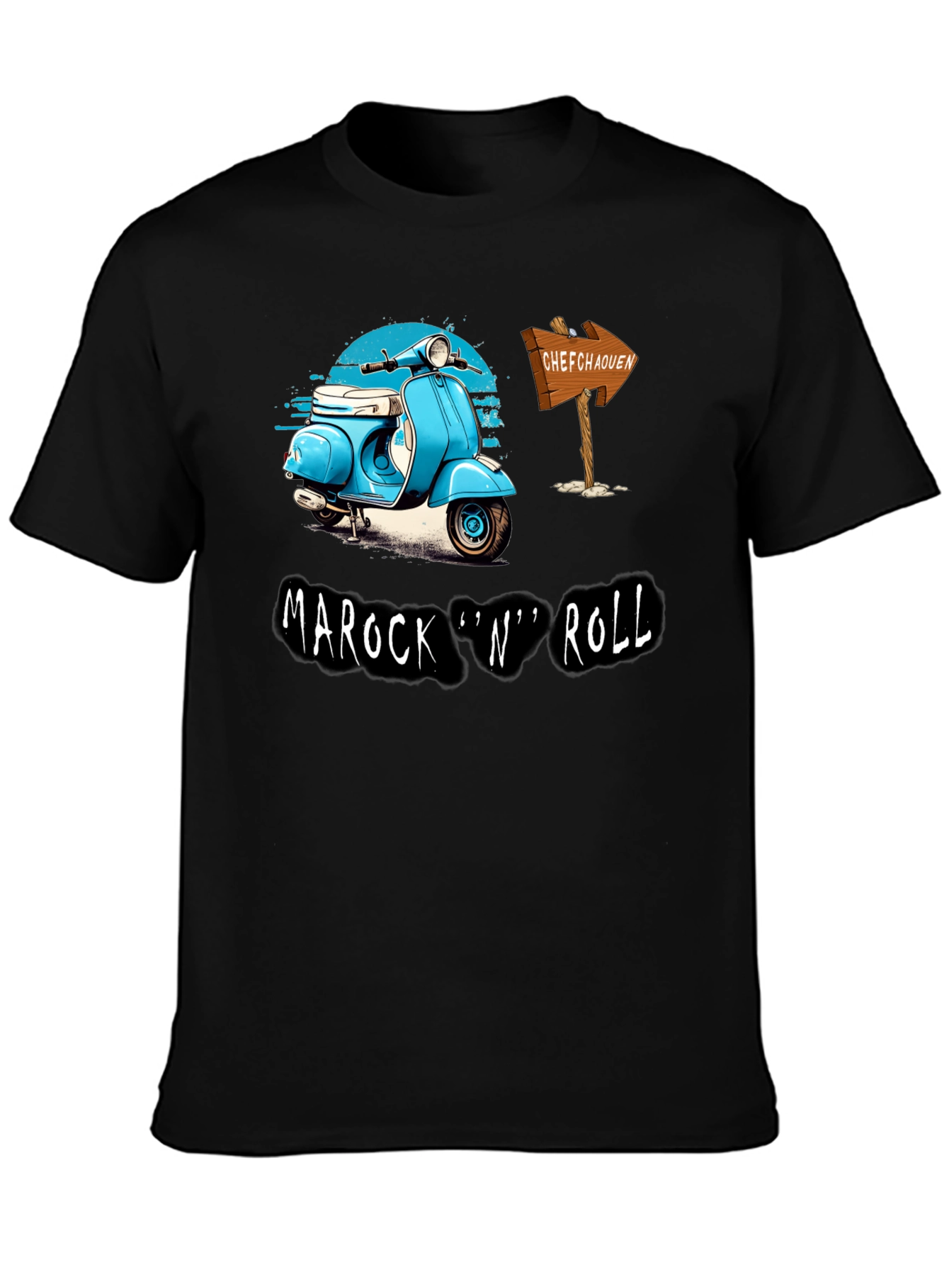 Black Marock 'n' Roll T-Shirt - Scooter Design view 3