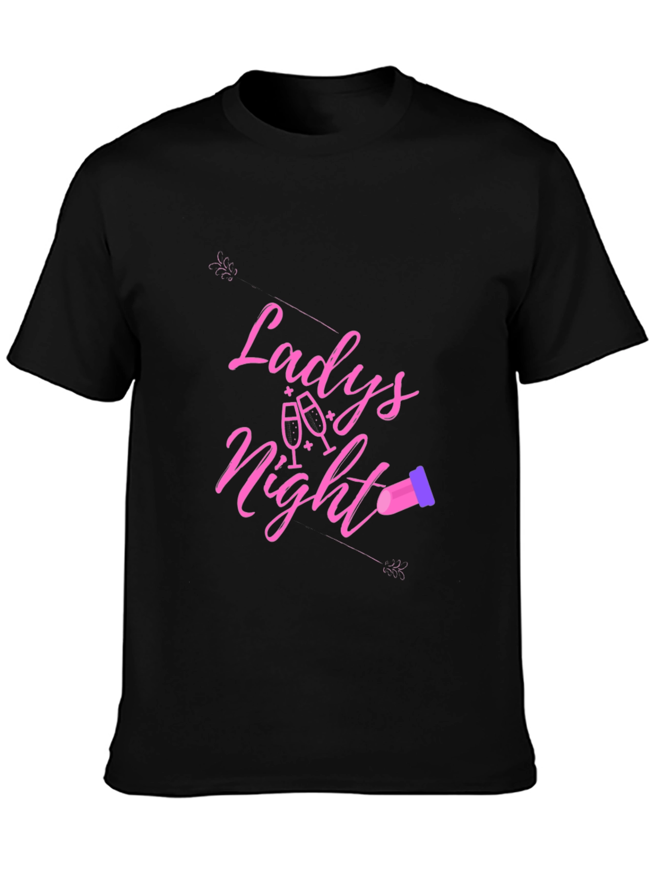 Black Ladies Night T-Shirt - Black Crew Neck view 3