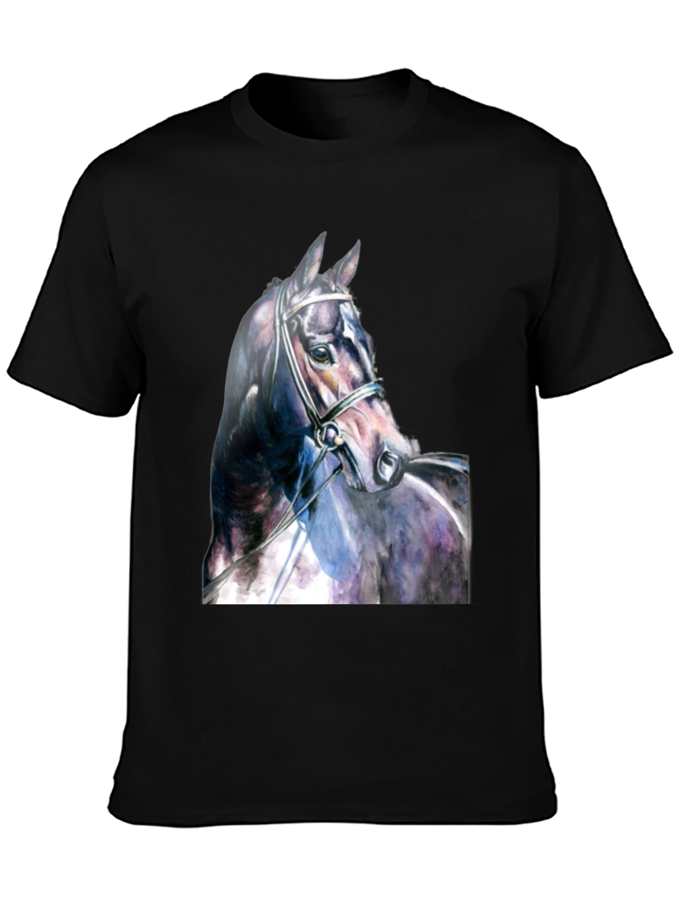 Black Horse Portrait Black T-Shirt view 3
