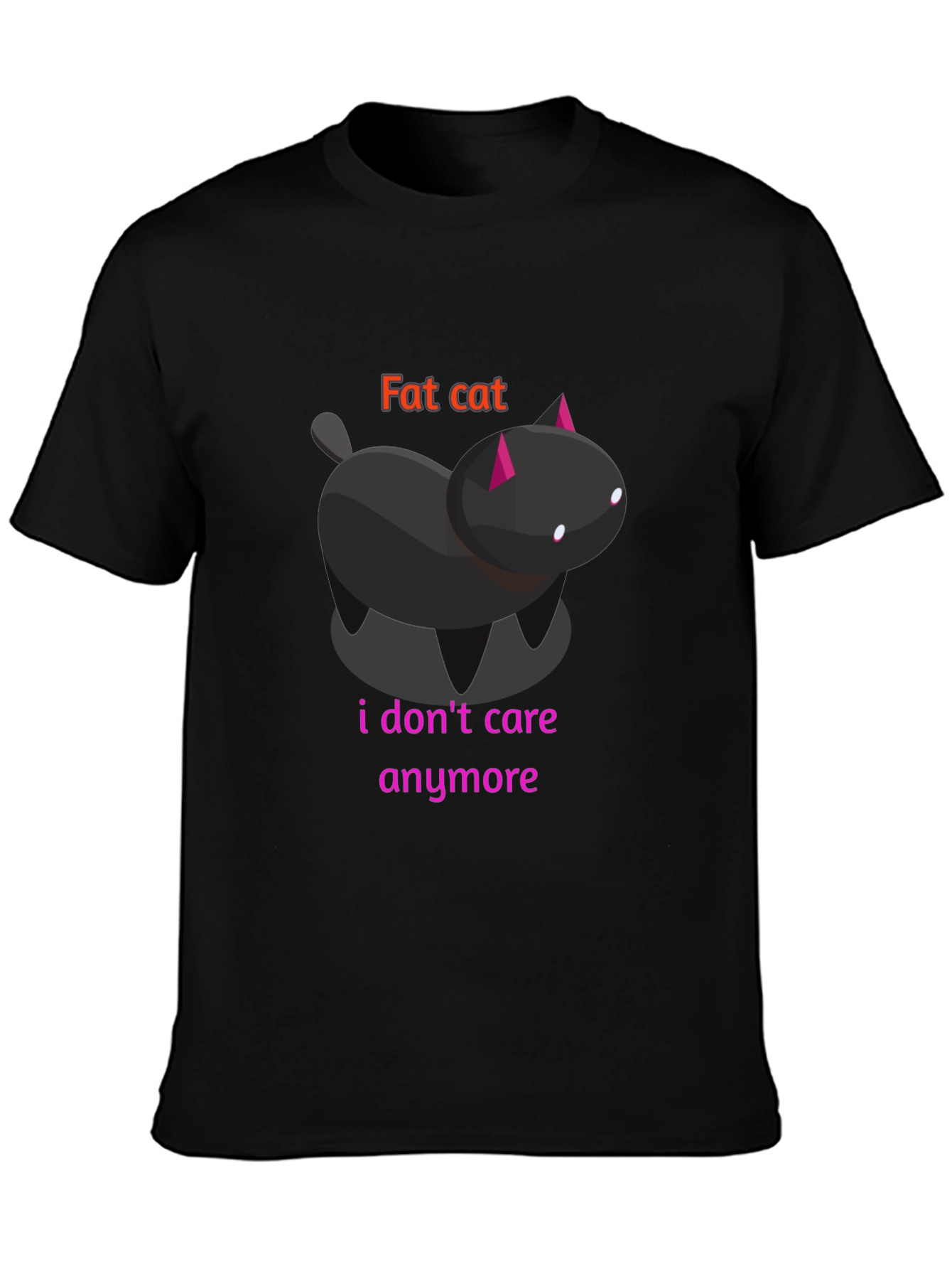 Black Fat Cat Graphic Tee - Unisex Black T-Shirt view 3
