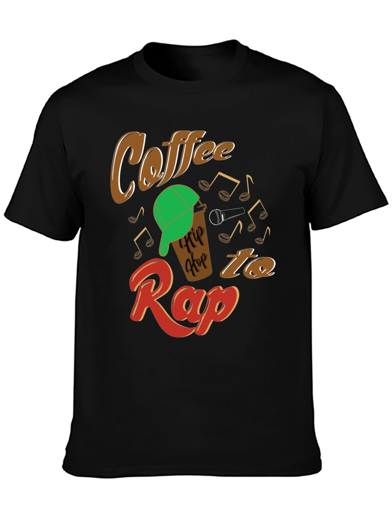 Black Coffee Hip Hop Rap Graphic T-Shirt view 3