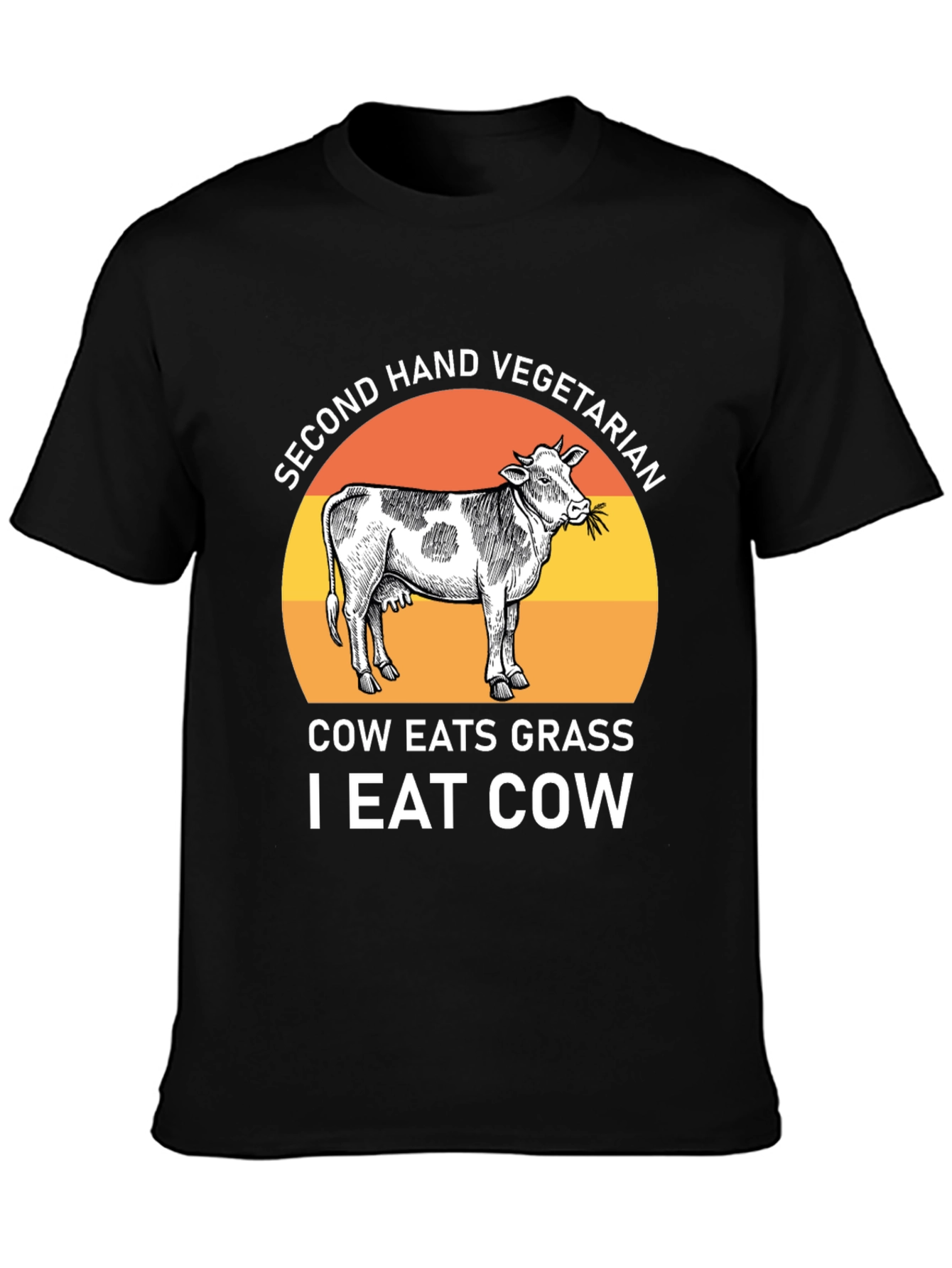 Black Second Hand Vegetarian Cow Graphic Tee view 3
