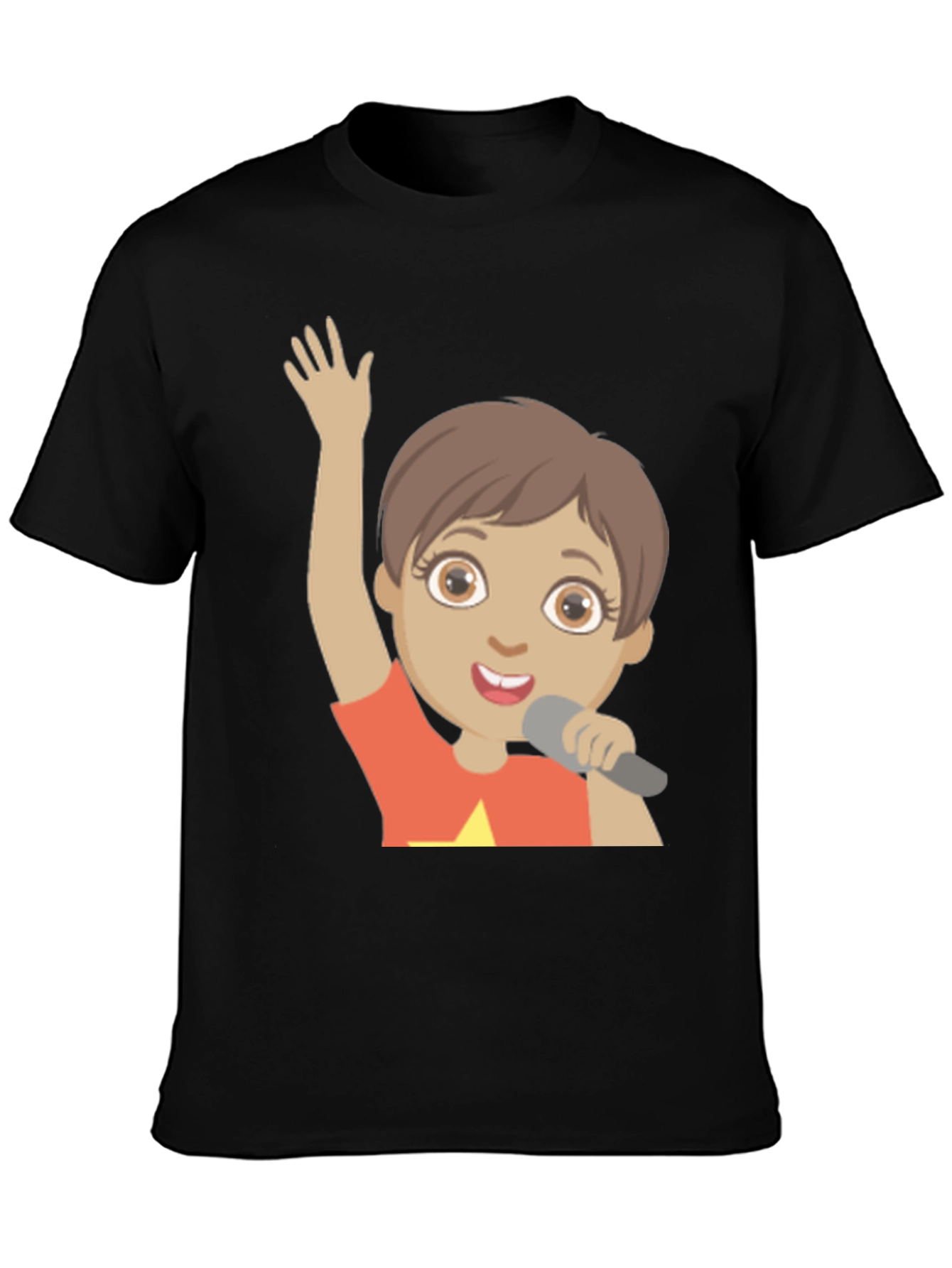 Black Cartoon Character Graphic Print Black T-Shirt view 3