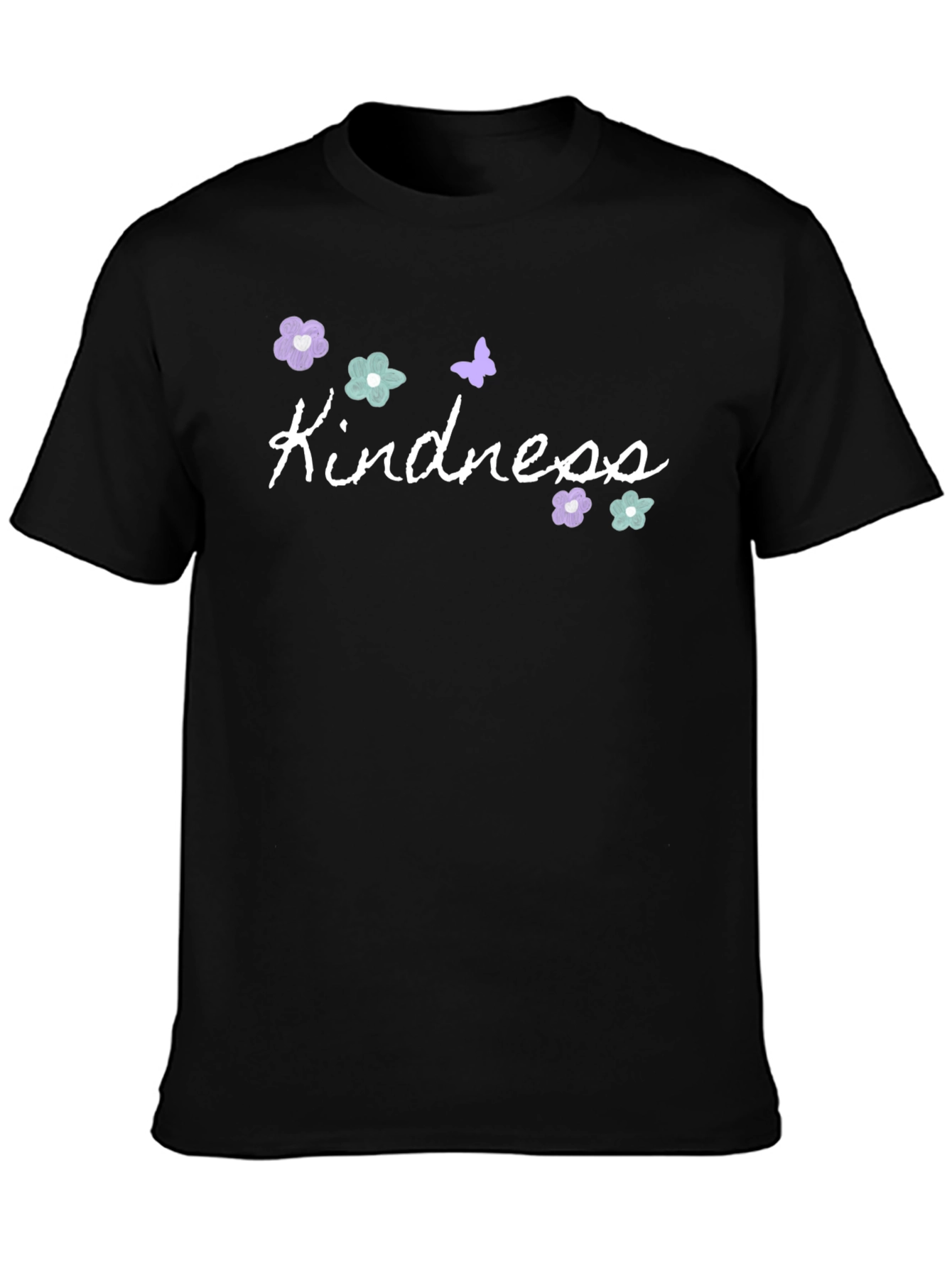 Black Kindness Graphic Tee - Cute Floral Butterfly Shirt view 3
