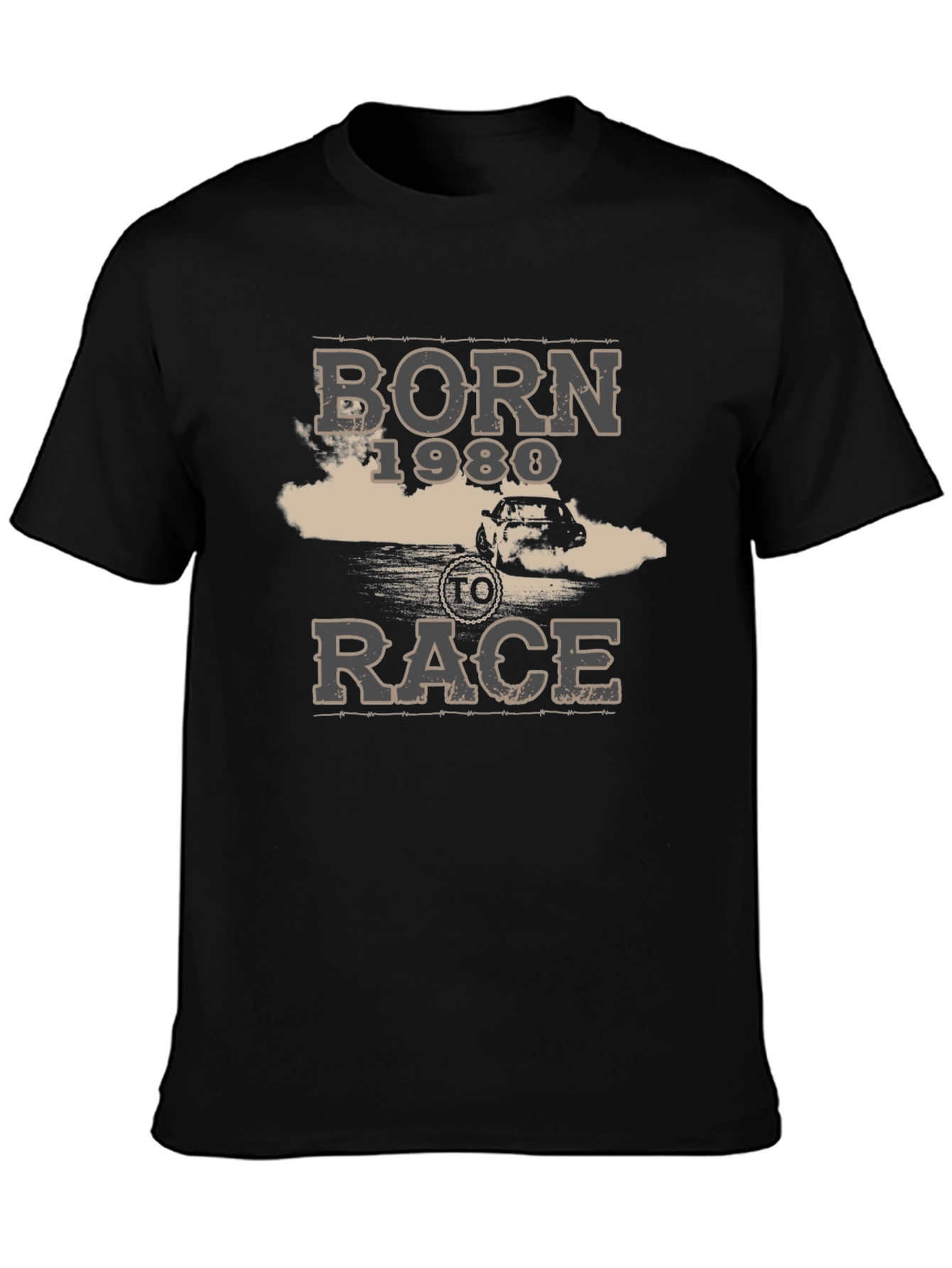 Black Born to Race 1980 Graphic T-Shirt view 3