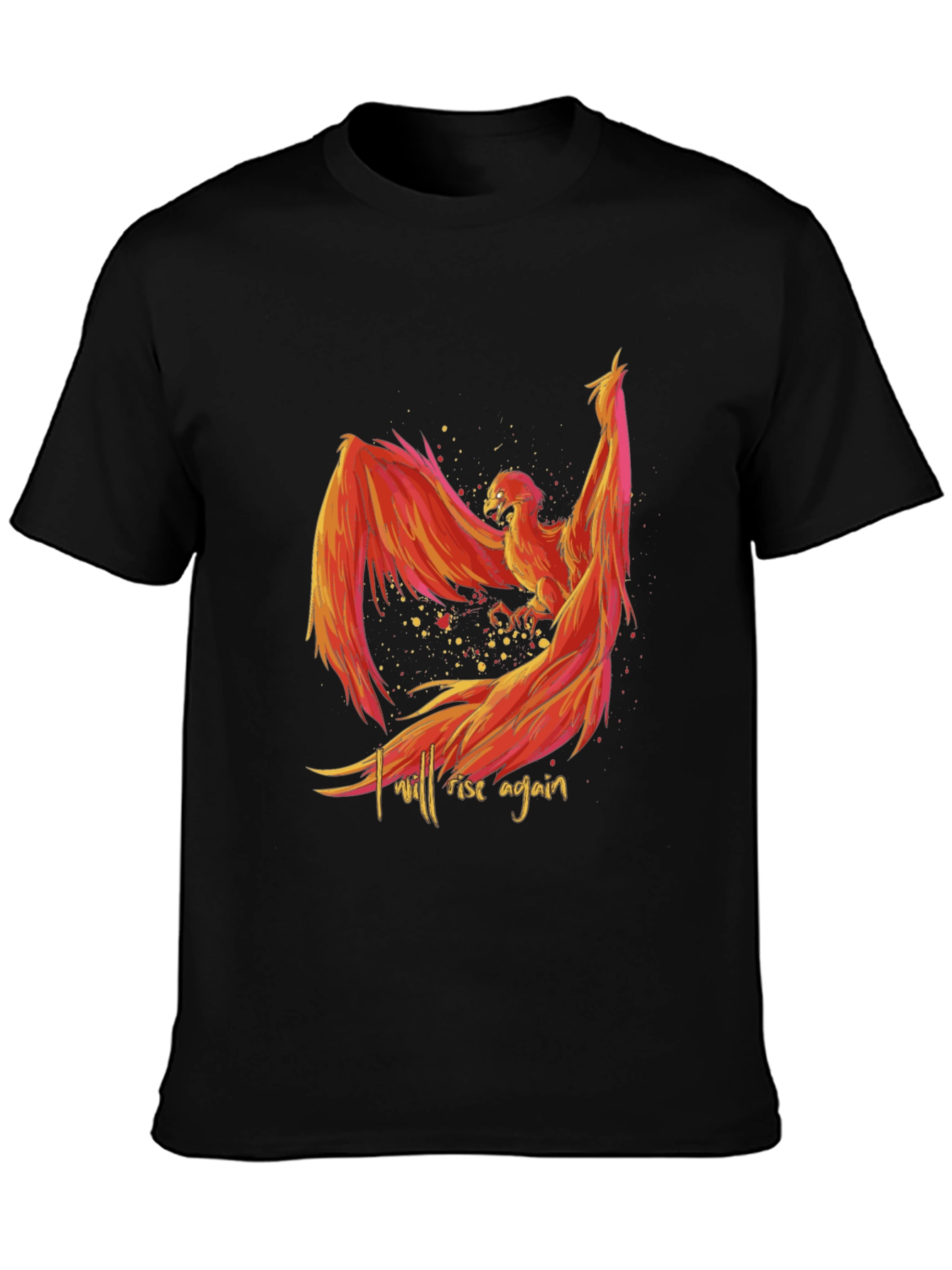 Black Phoenix Rising Graphic Tee - Black view 3