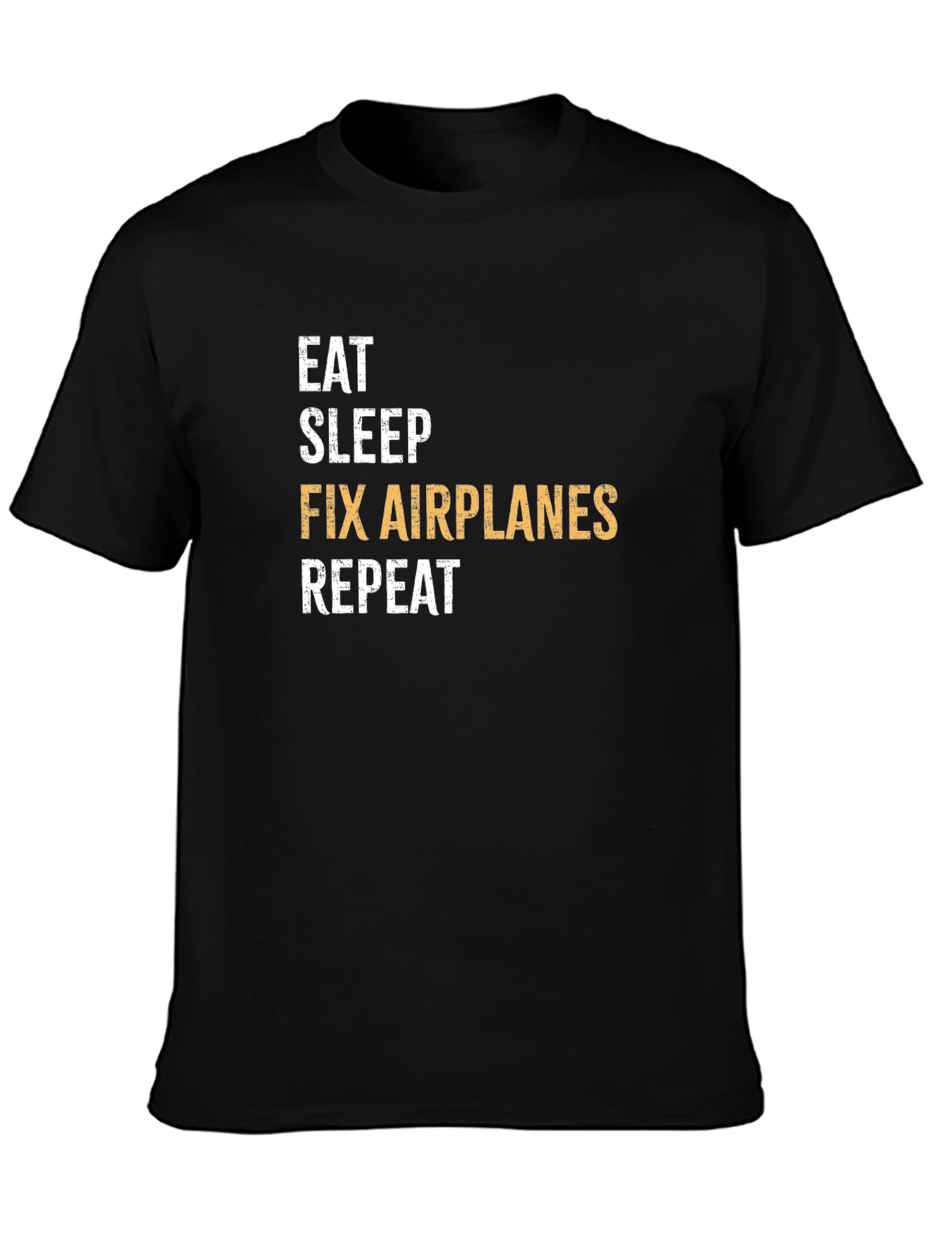 Black Eat Sleep Fix Airplanes Repeat T-Shirt view 3