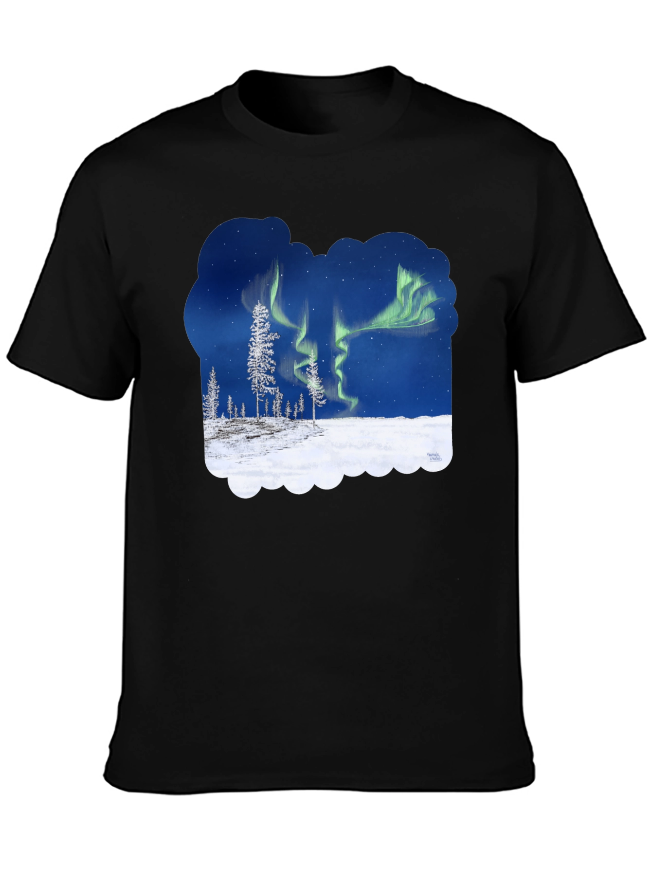 Black Aurora Borealis Graphic T-Shirt - Northern Lights Tee view 3
