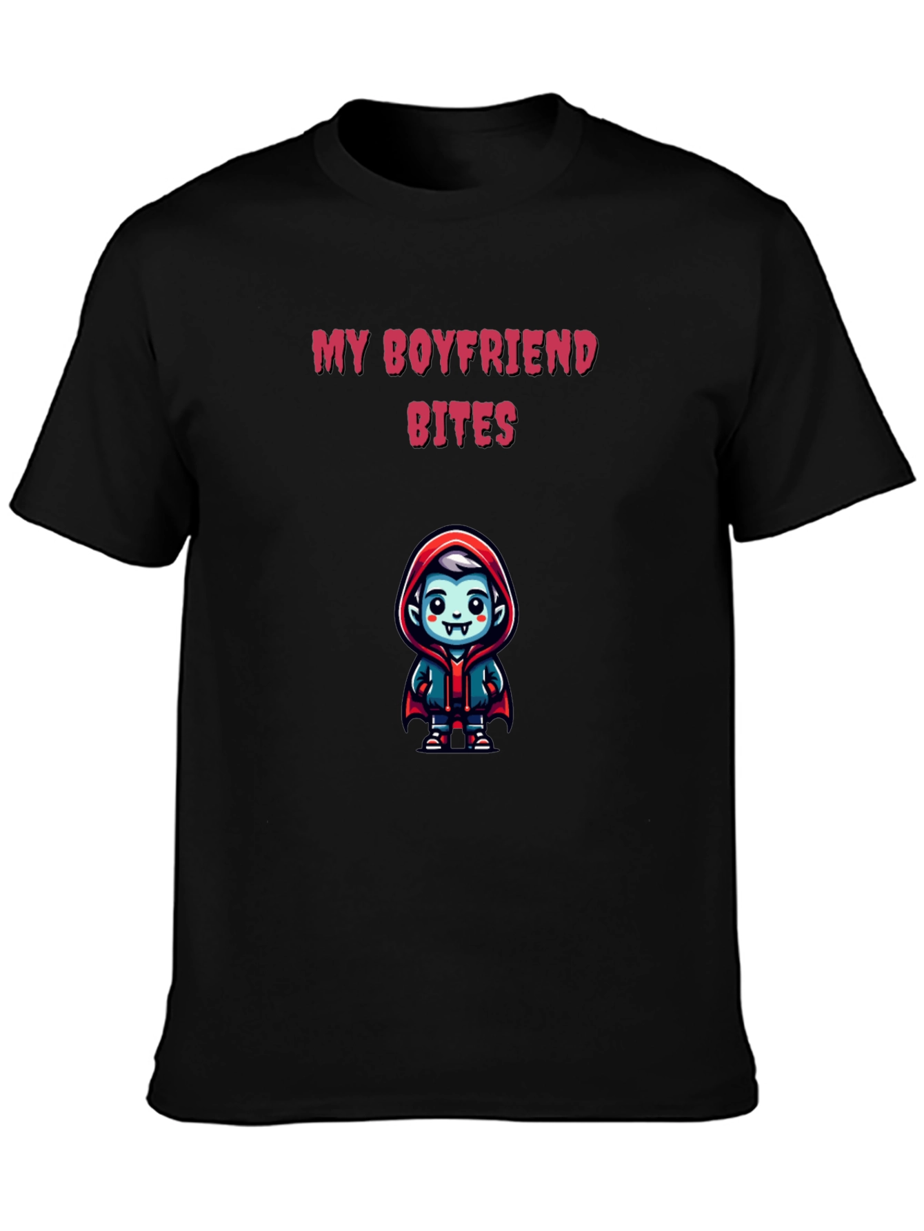 Black My Boyfriend Bites T-Shirt view 3