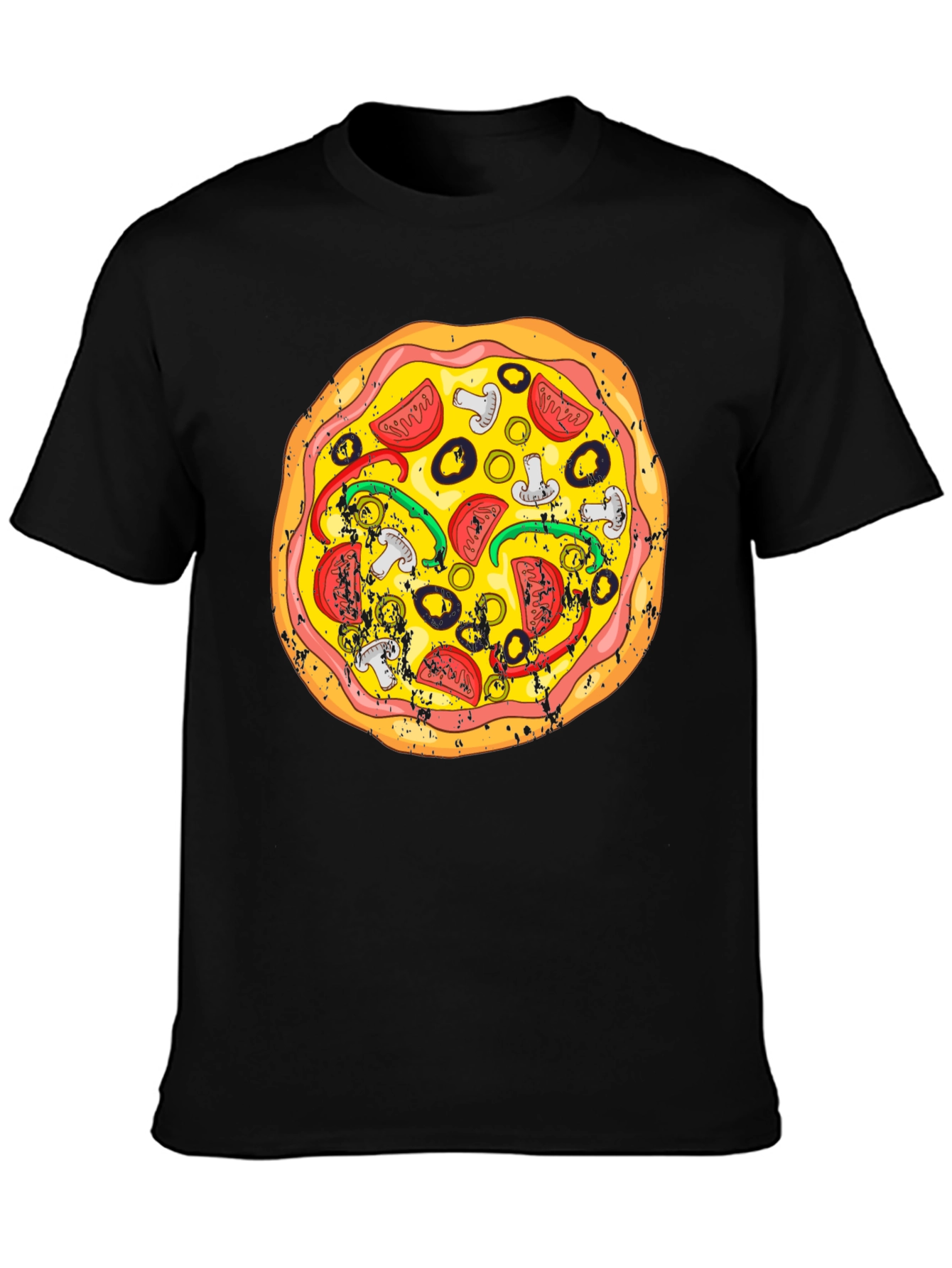 Black Pizza Graphic Tee - Fun Food T-Shirt view 3