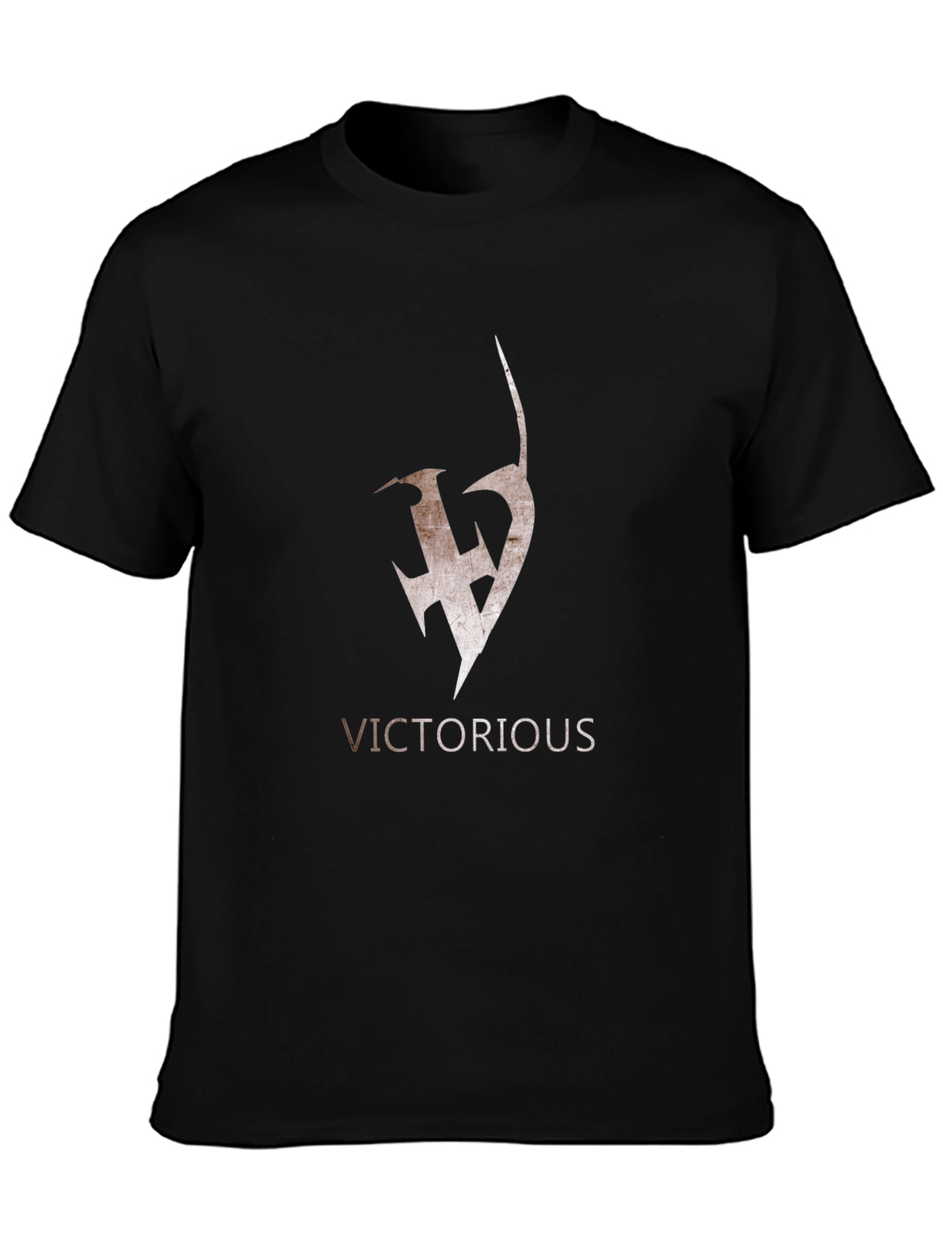 Black Victorious Graphic Tee - Black Cotton Blend Shirt view 3