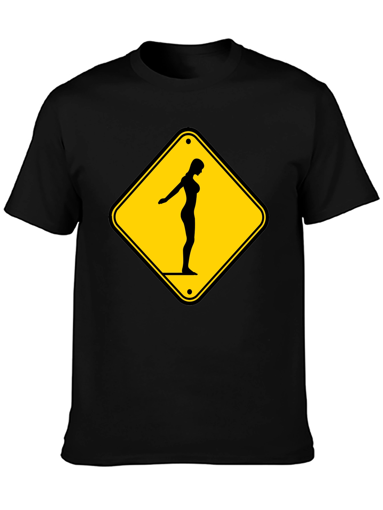 Black Caution Diver Ahead Black T-Shirt view 3