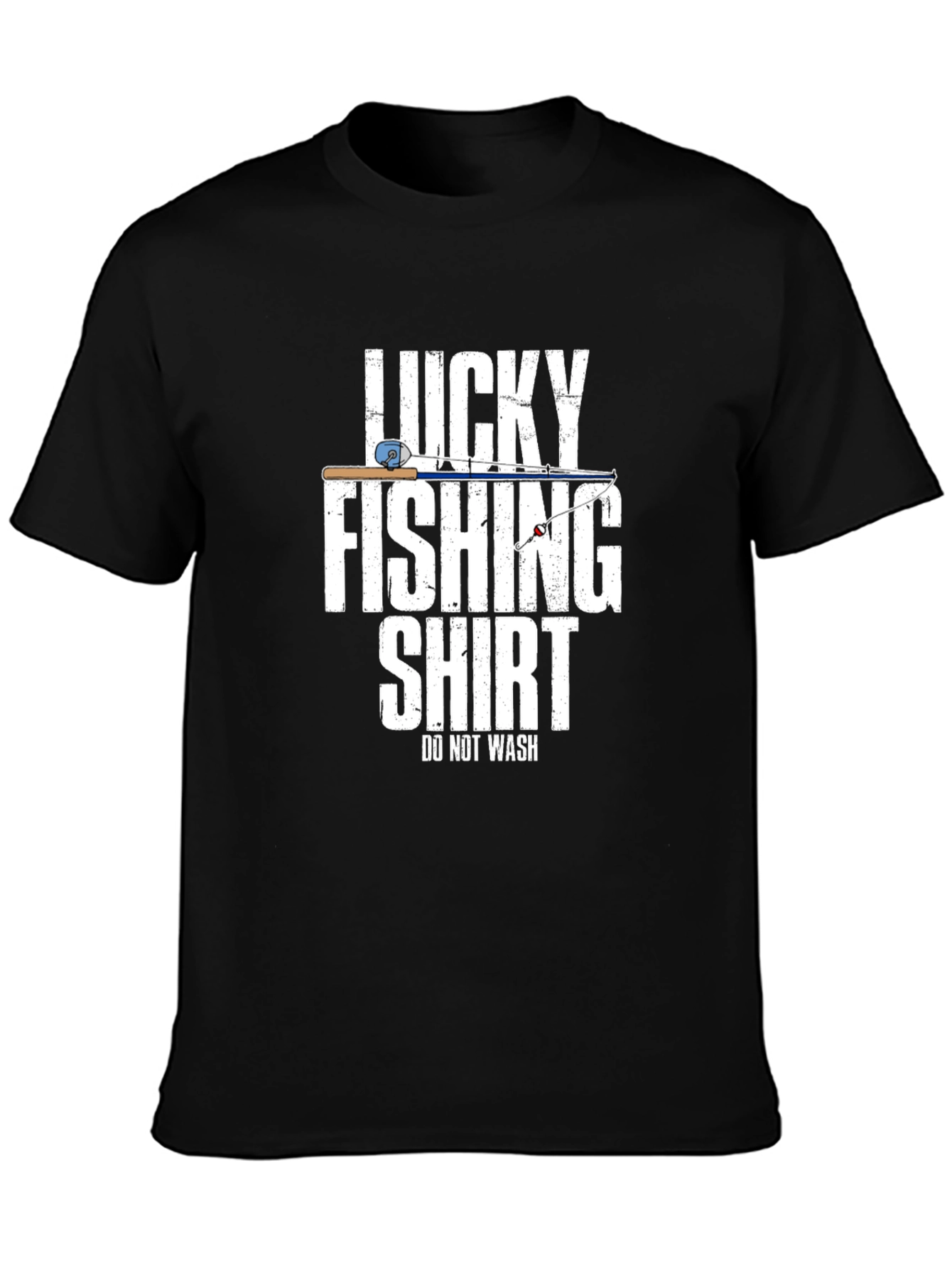 Black Lucky Fishing Shirt - Funny Fisherman T-Shirt view 3