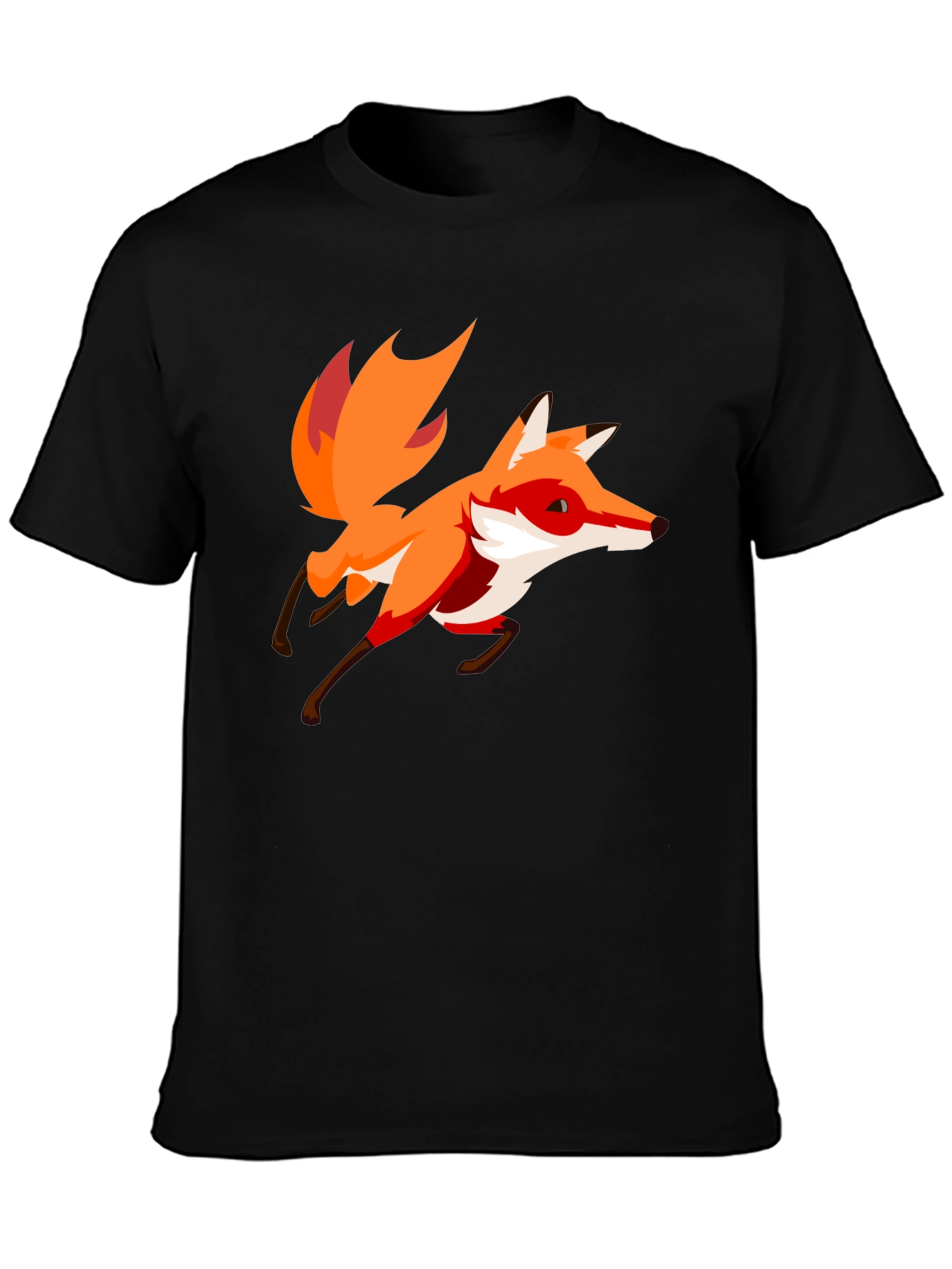 Black Cartoon Fox Graphic Black T-Shirt view 3