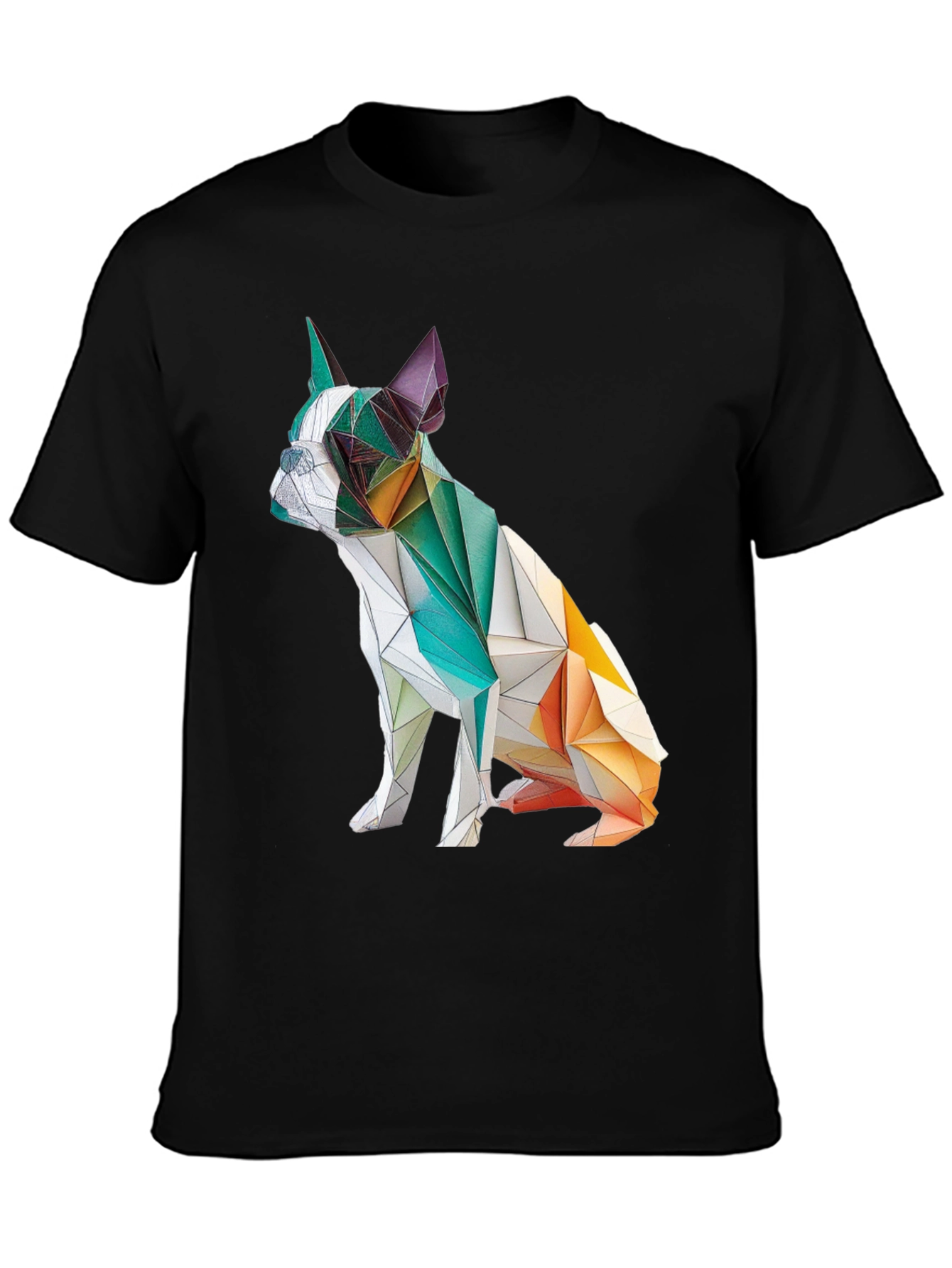 Black Geometric Dog Graphic Tee - Modern Art Shirt view 3
