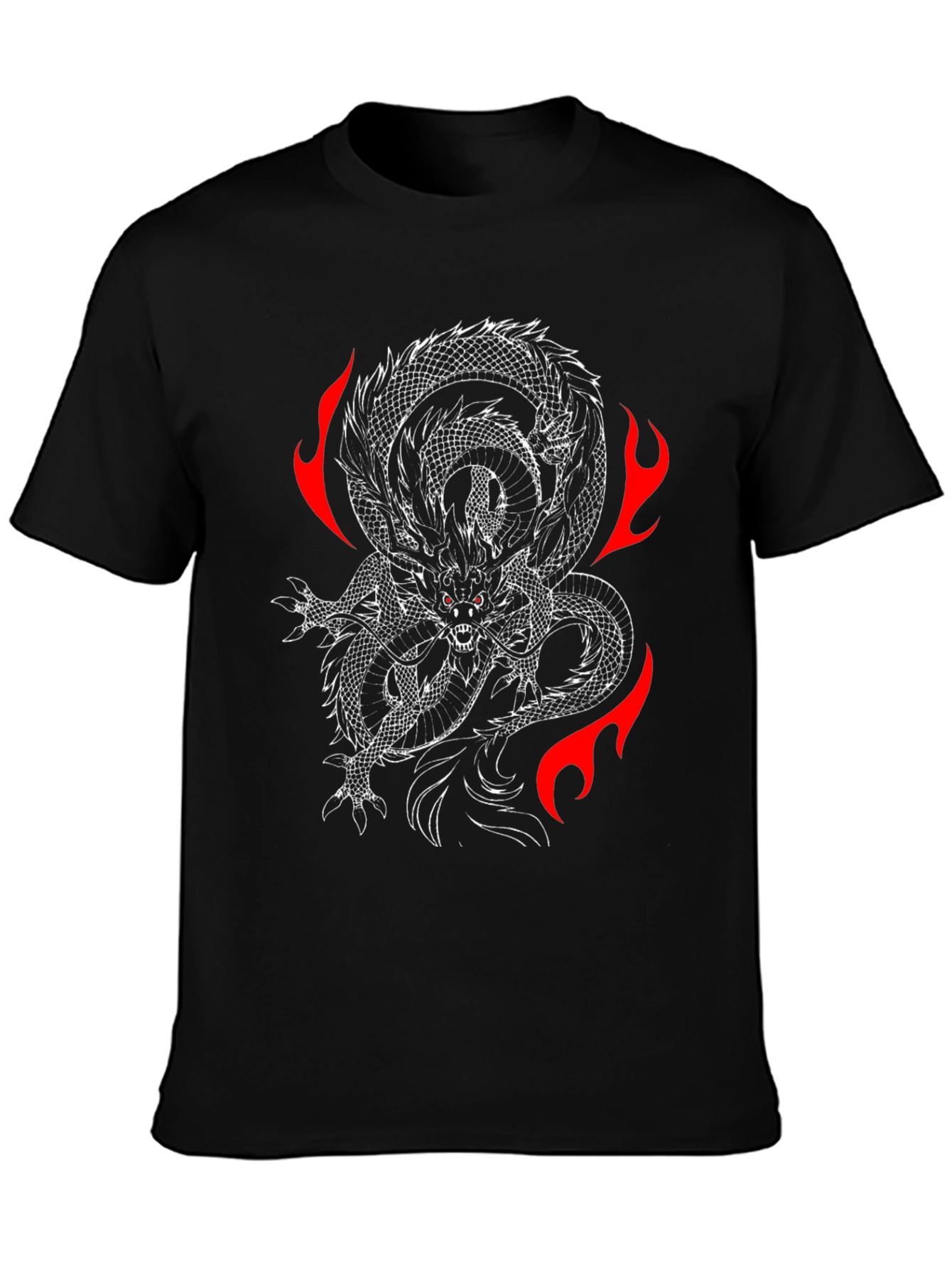 Black Dragon Fire Graphic T-Shirt - Black view 3