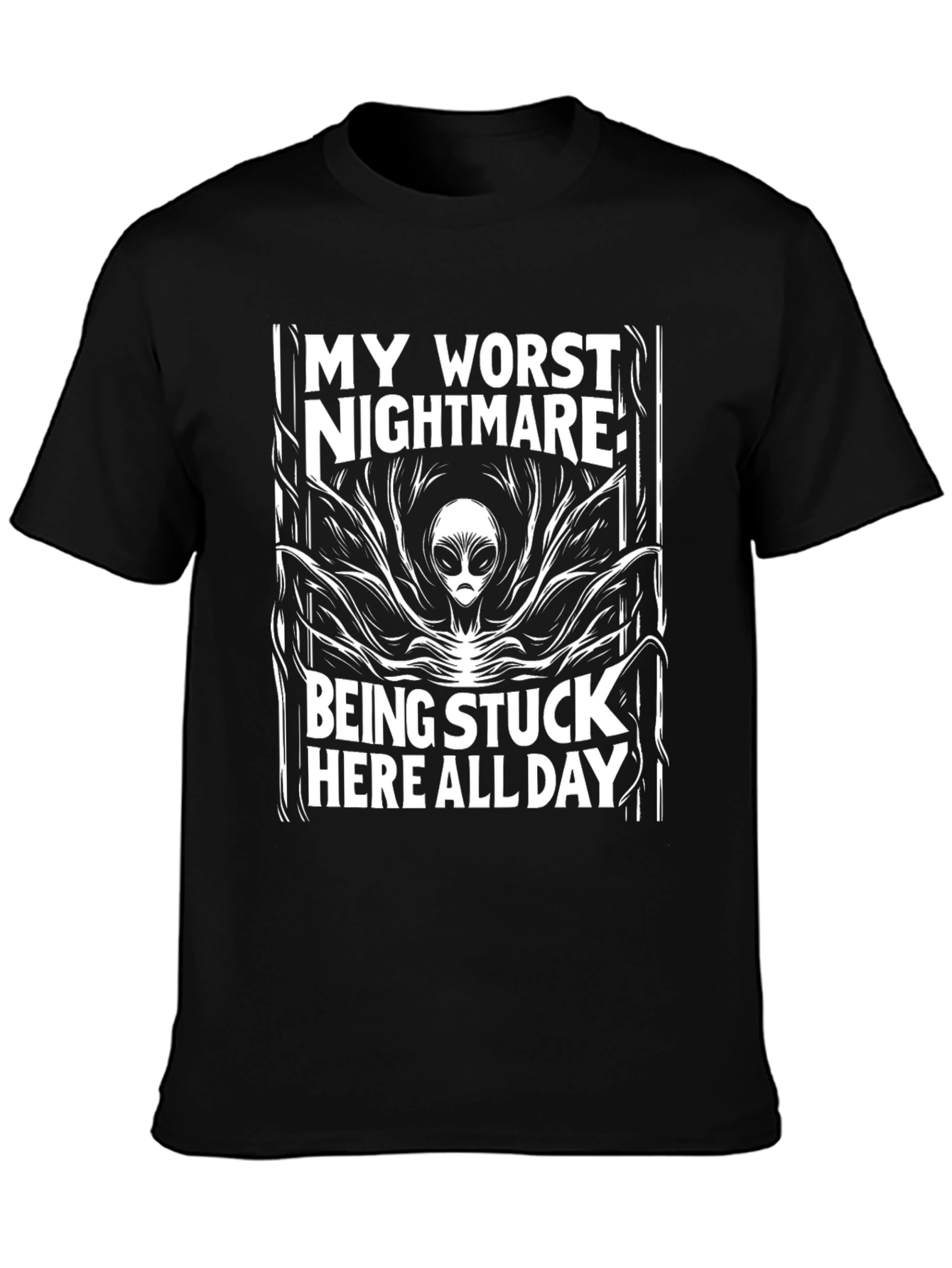 Black Alien Nightmare Black T-Shirt view 3