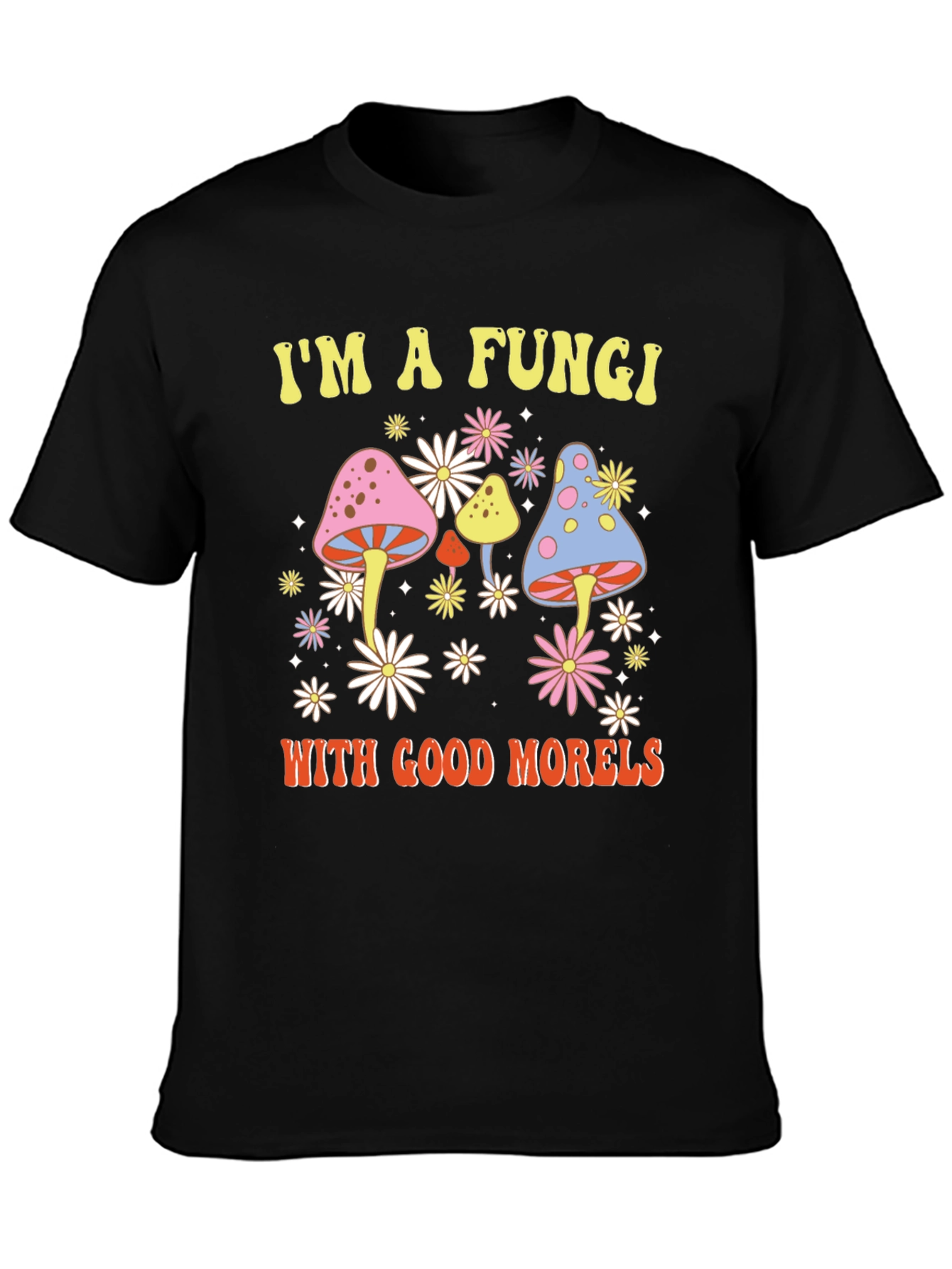 Black Fun Guy Shirt - Mushroom Graphic Tee view 3