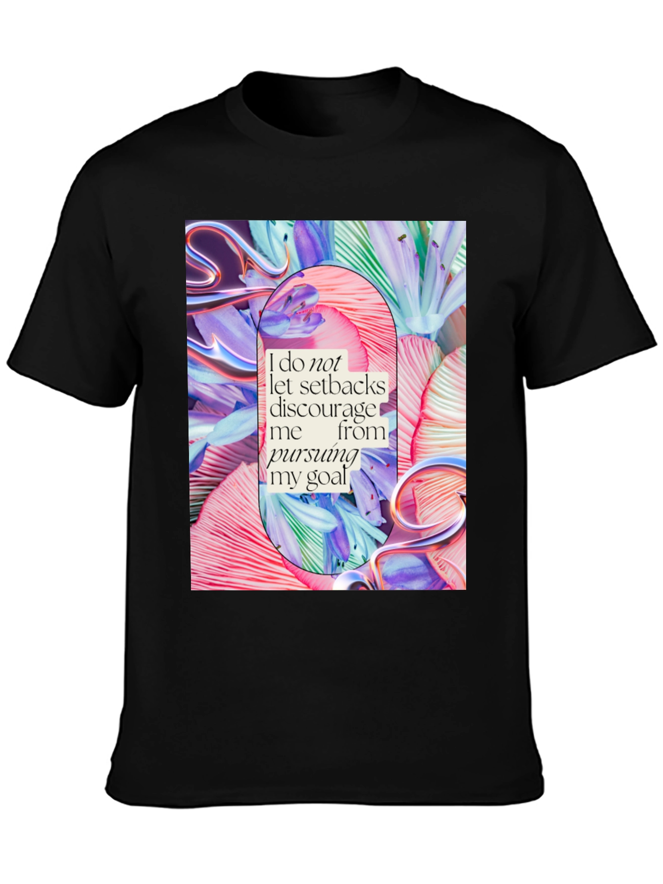 Black Motivational Graphic Tee: Pursue Your Goals view 3