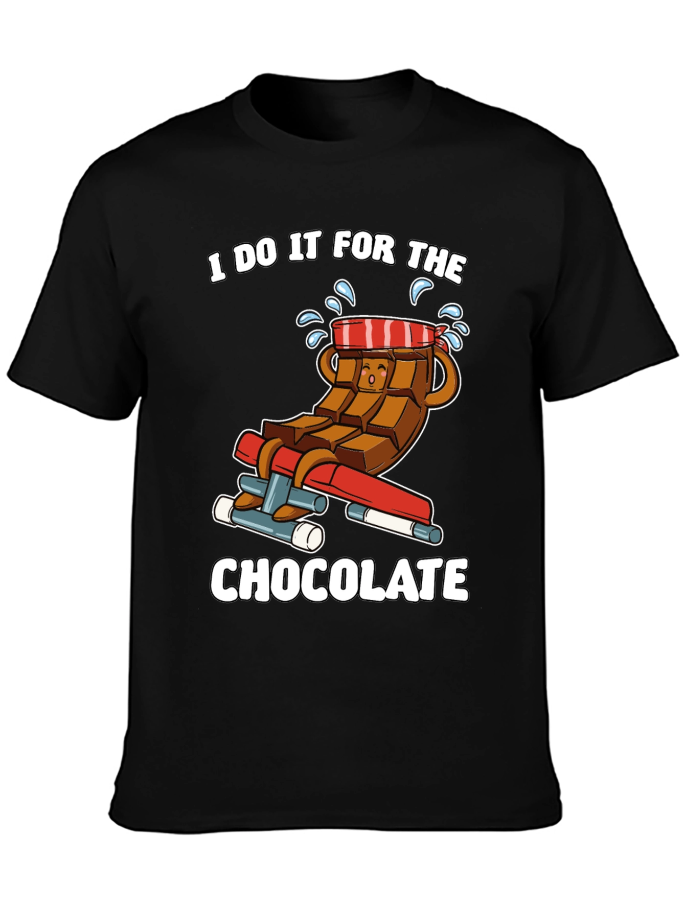 Black Chocolate Gym Workout T-Shirt - "I Do It For The Chocolate" view 3