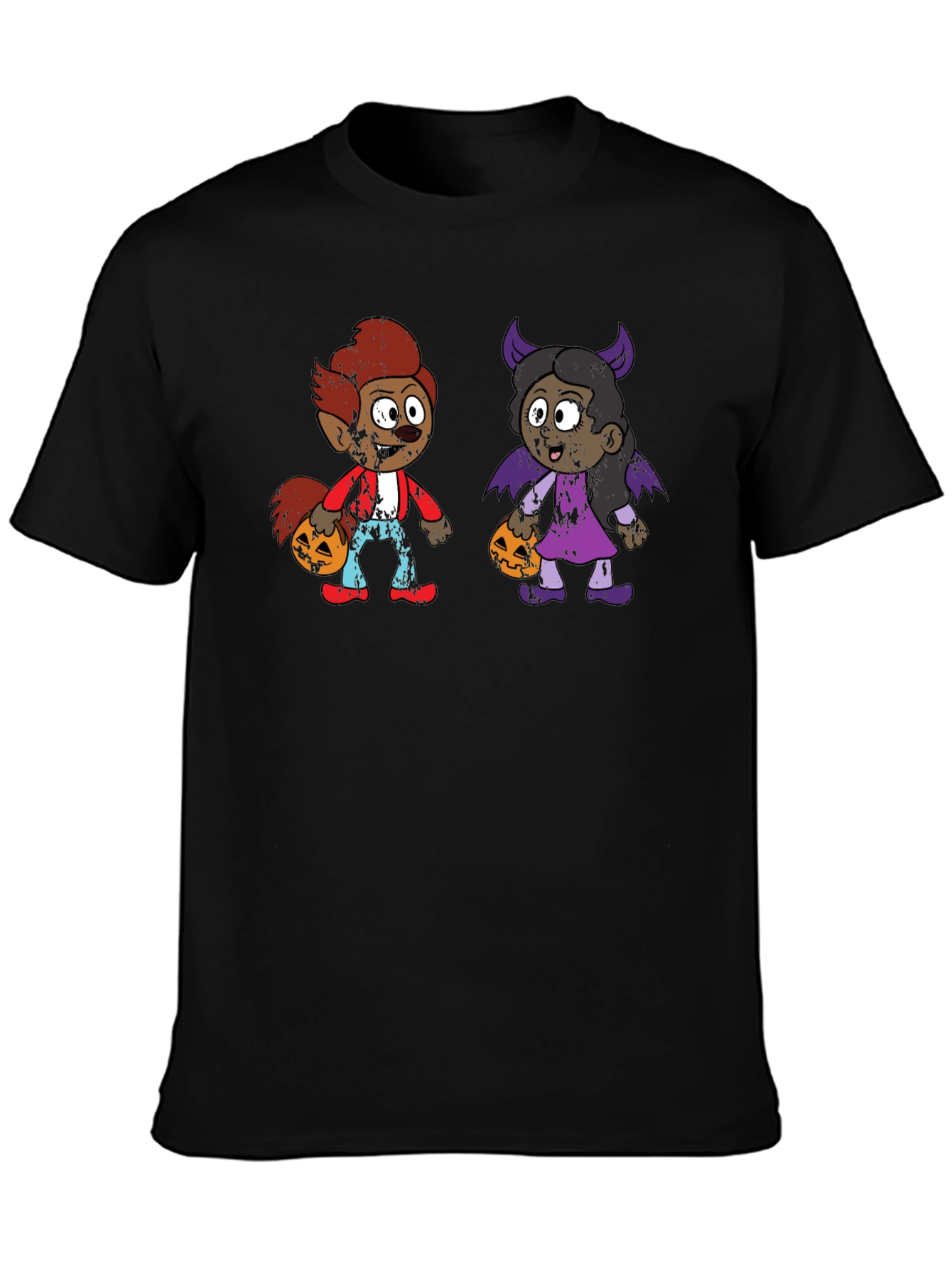 Black Halloween Kids Cartoon T-Shirt view 3