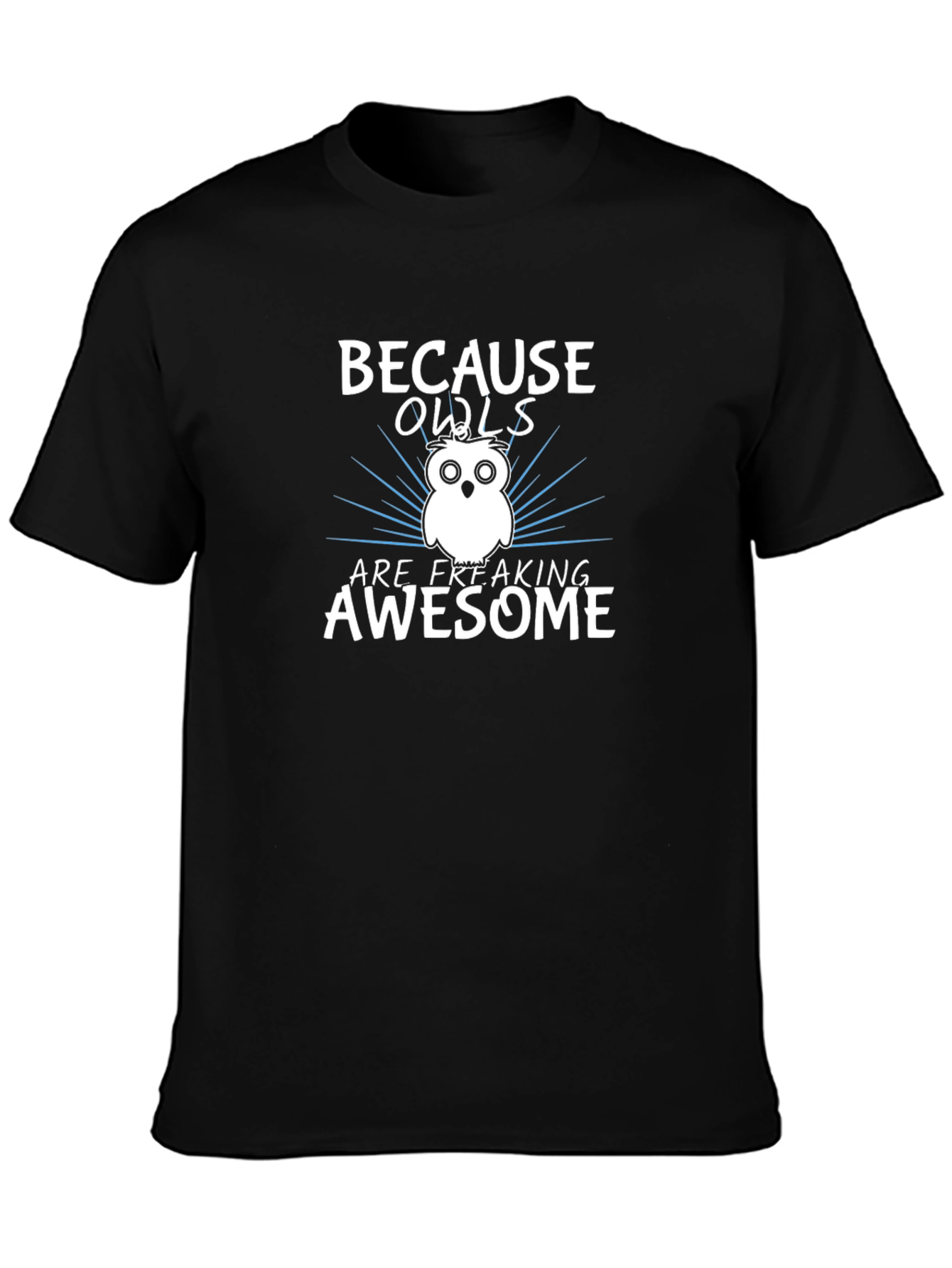 Black Owl Awesome Graphic Tee - Black Unisex T-Shirt view 3