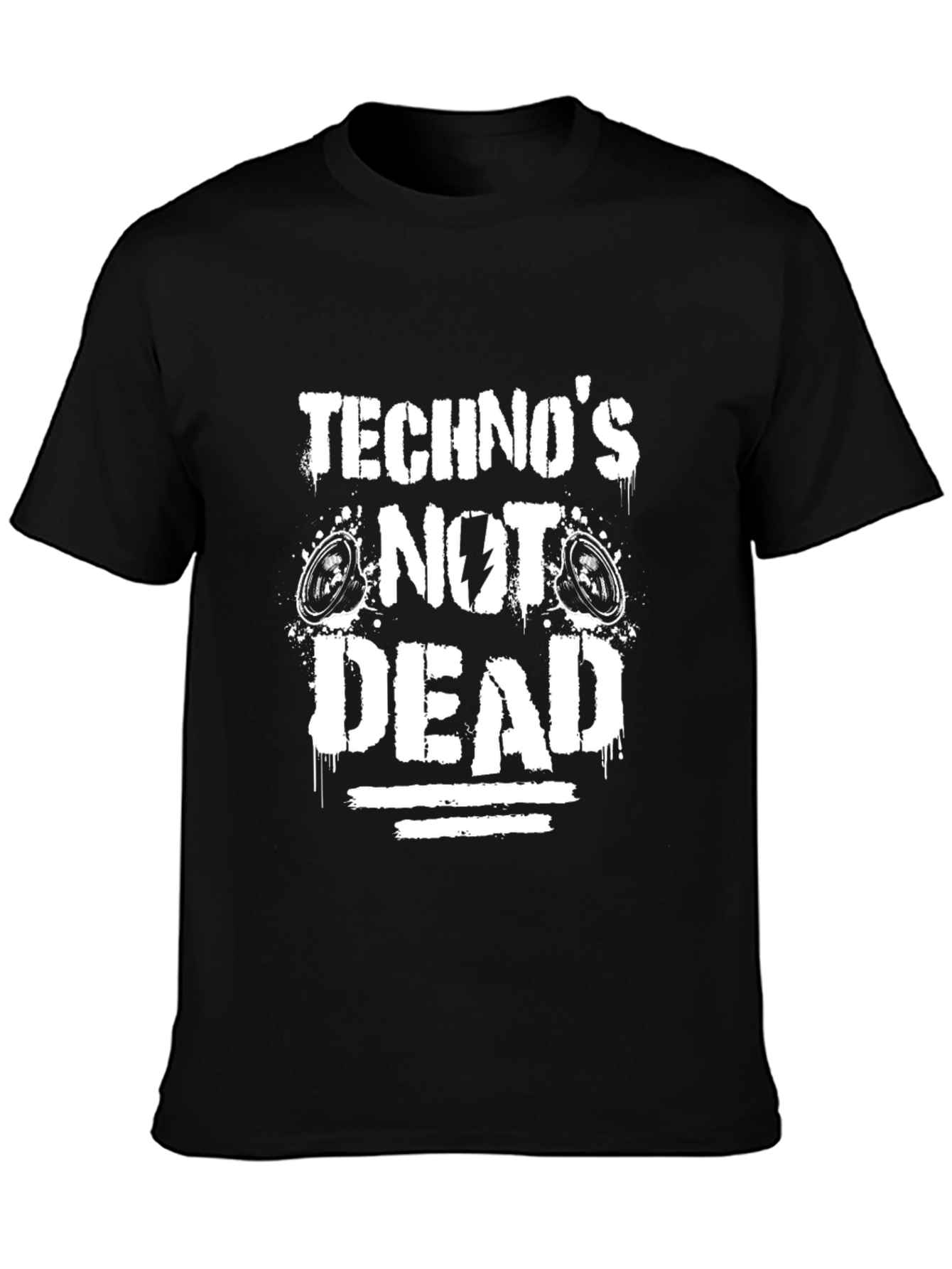 Black Techno's Not Dead Graphic Tee - Black view 3