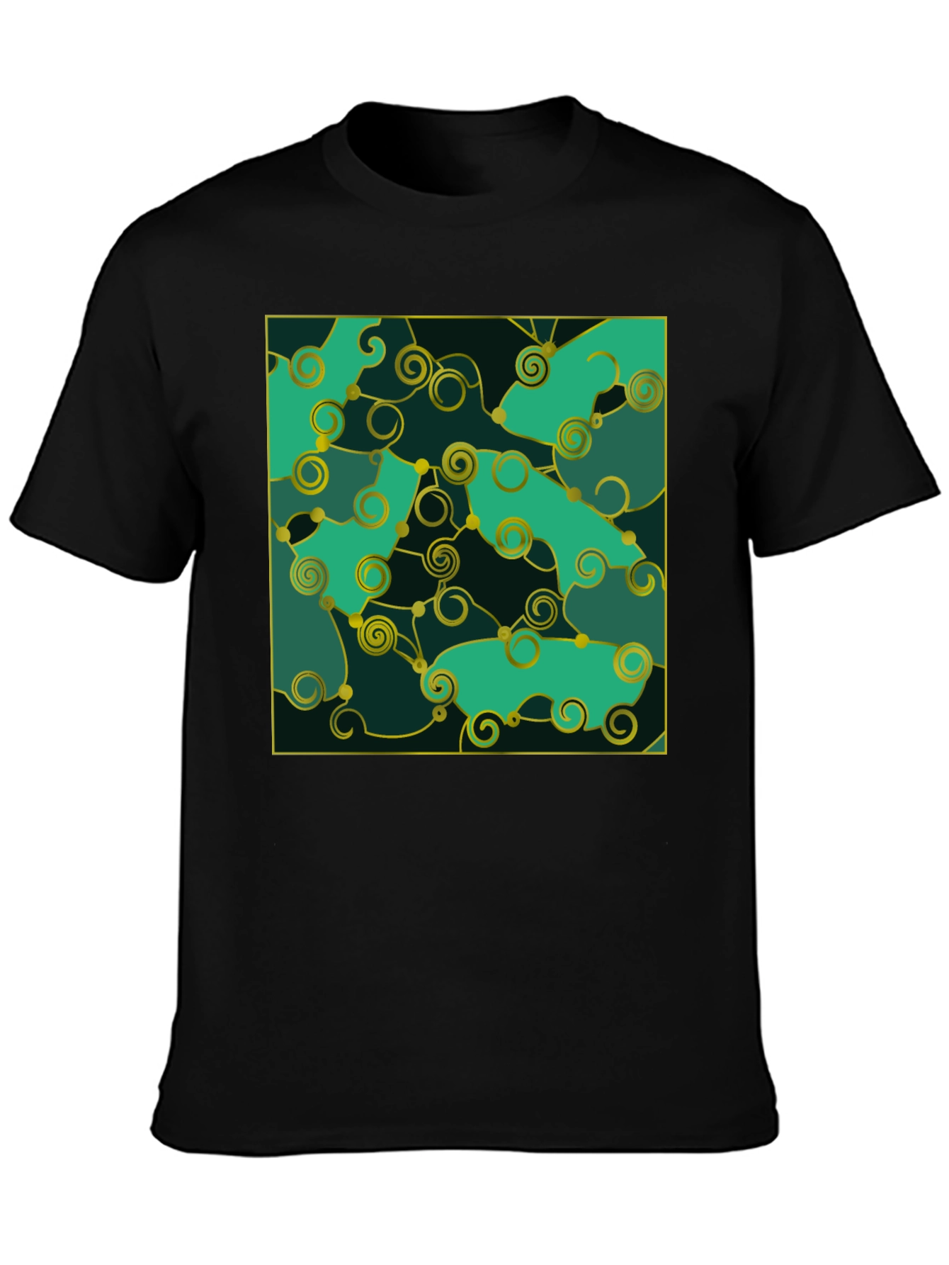 Black Emerald Green Swirls Tee view 3