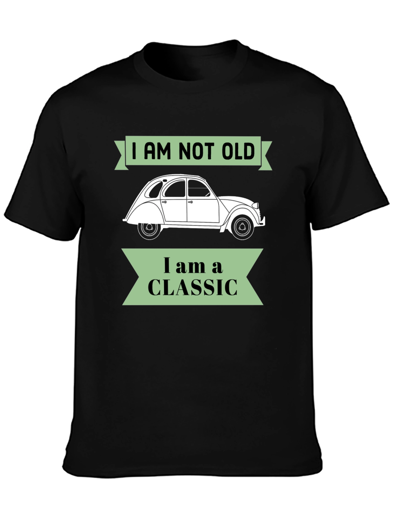Black Classic Car T-Shirt - I Am Not Old I am a Classic view 3