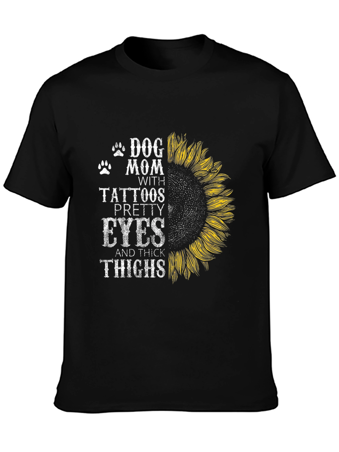Black Dog Mom Tattoo Sunflower Graphic T-Shirt view 3